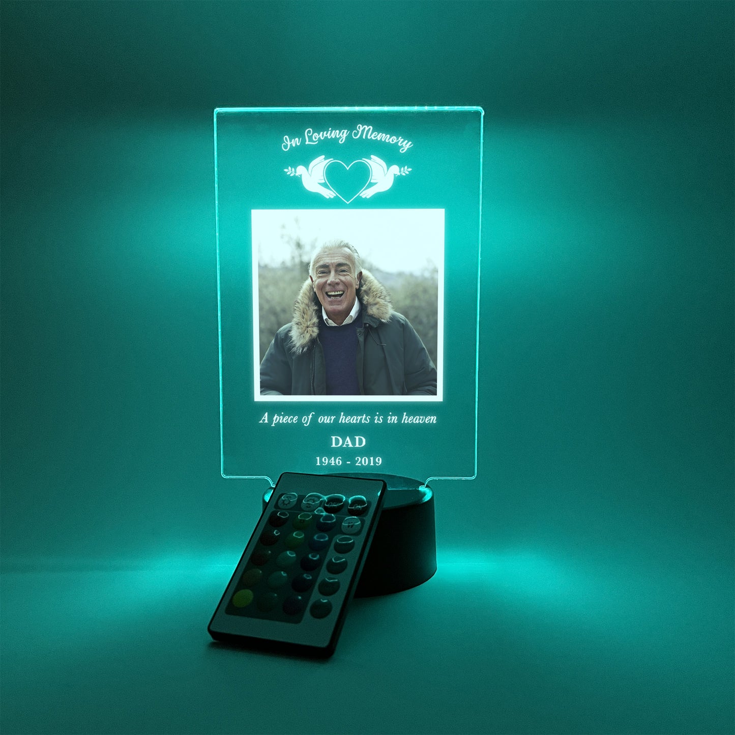 Personalized Unique Sympathy Gifts,16 Colors, For Loss Custom In Loving Memory Loved One Light Up Picture Frame Photo & Text Memorial Plaque Night Lamp