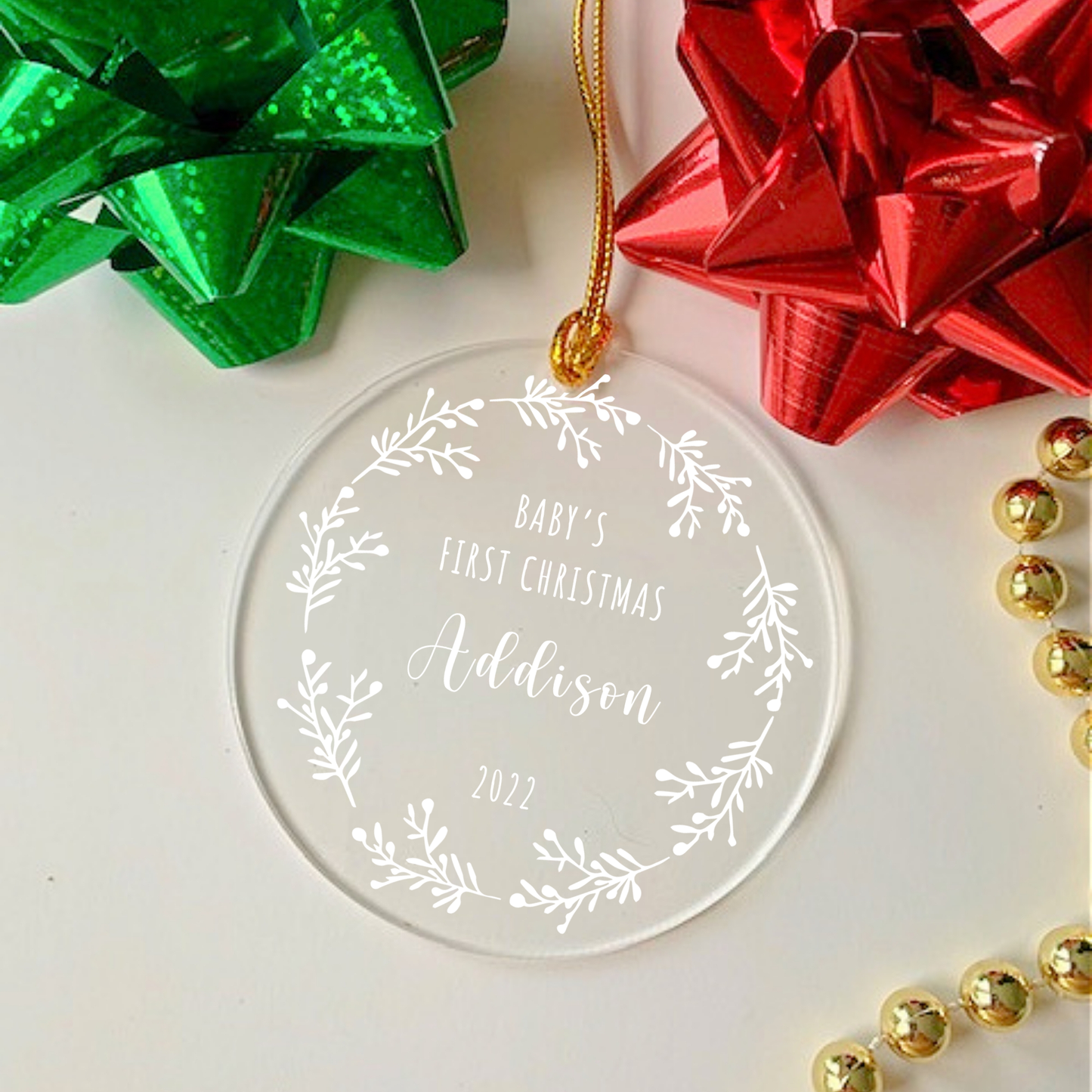 Baby's First Christmas Ornament with Personalized Engraved Name