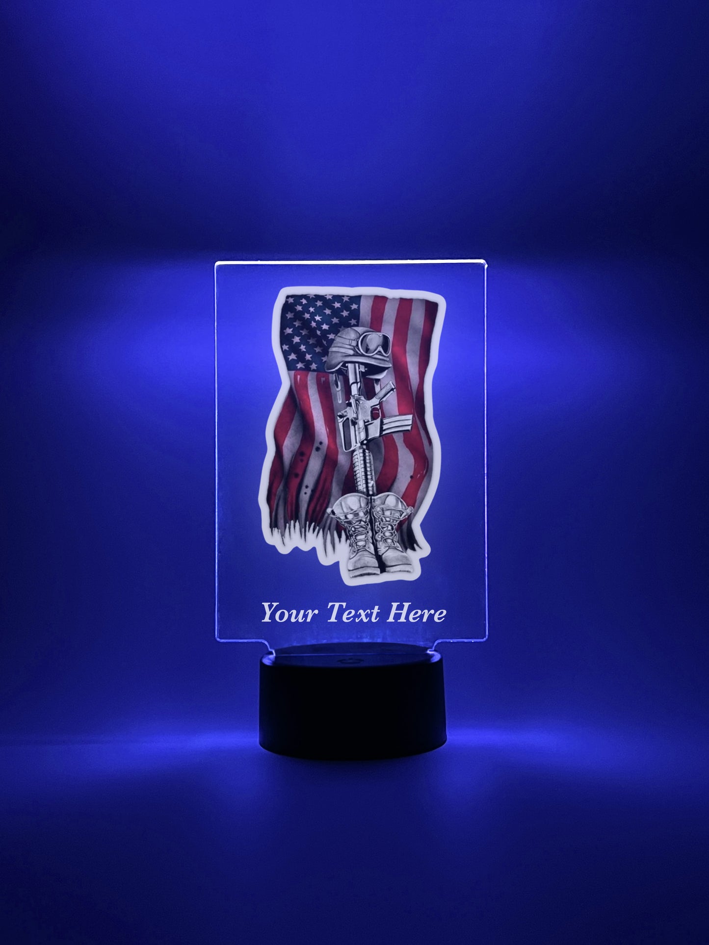 Personalized LED Light In Loving Memory Condolence Remembrance Loss, Fallen Soldier, Military, American Flag, Warrior, Heroes, Memorial Gift