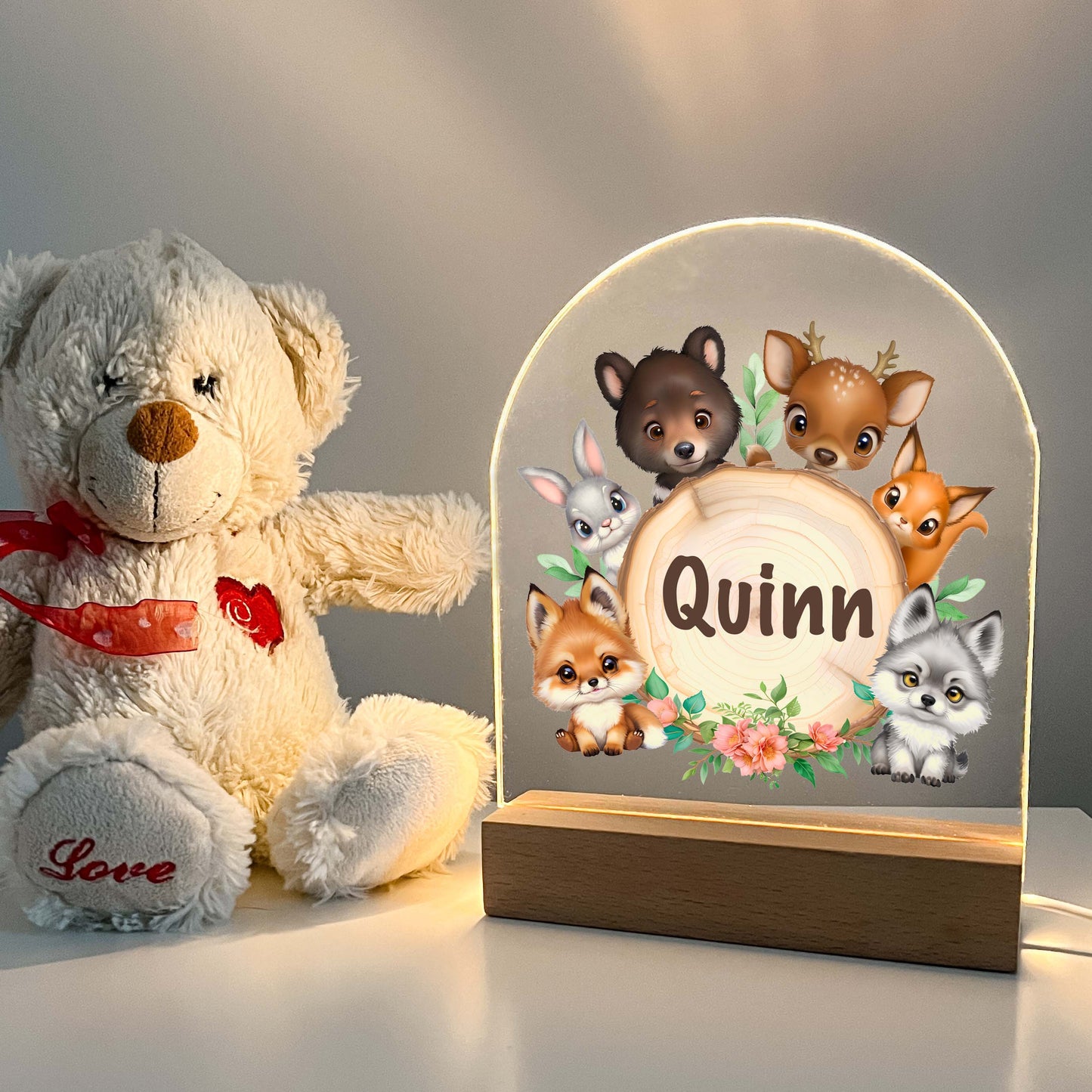 Personalized Custom Animals & Friends Night LED Lamp For Kids Room, Baby Gift, Girls Boys Night Light, Bedroom Decor, Night Light Gift