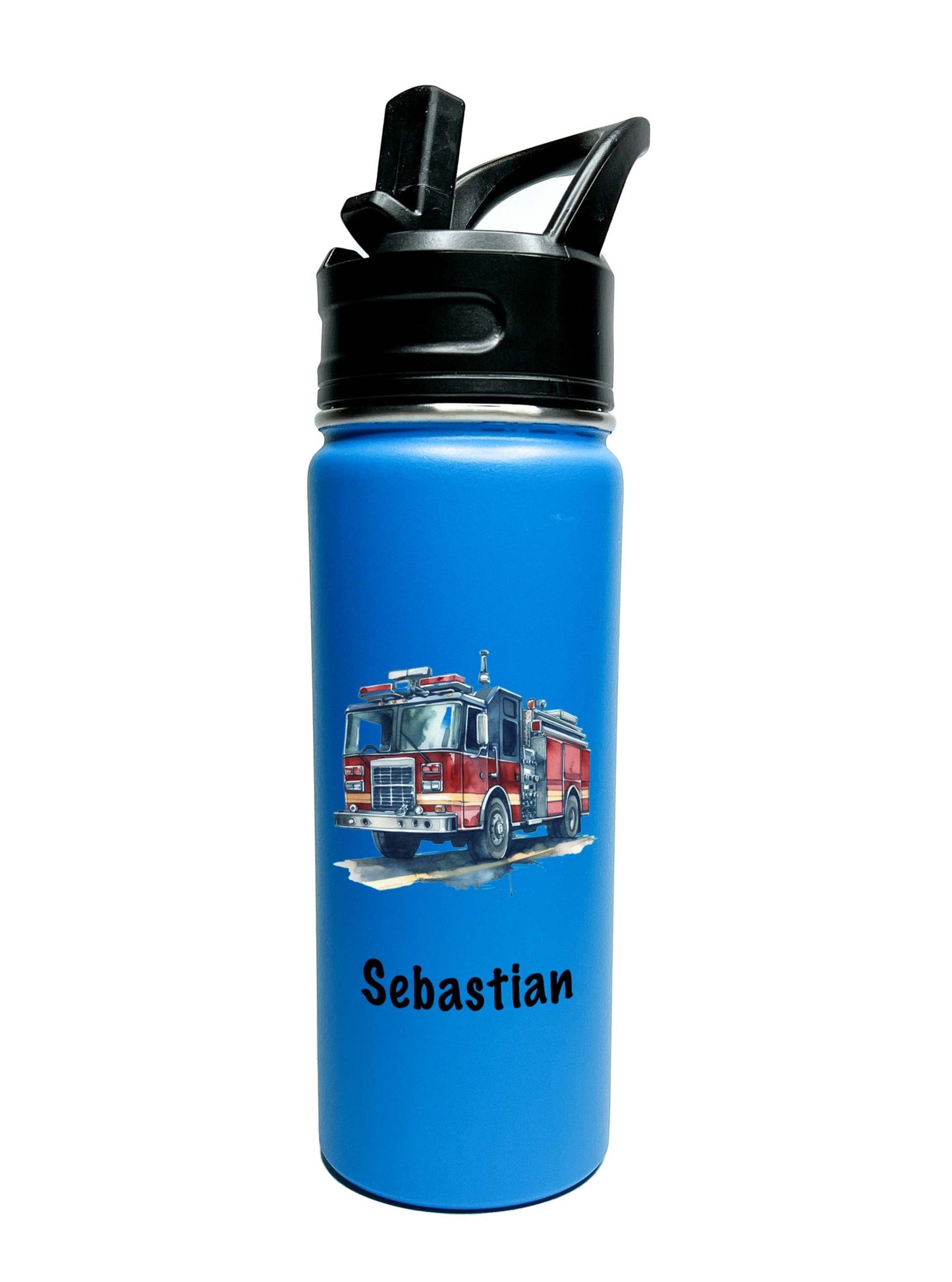 Fire Engine Firefighter Sports Water Bottle 18/32 oz Stainless Steel Insulated Flasks Personalized, Custom Water Bottle, Keeps Cold 24 Hours