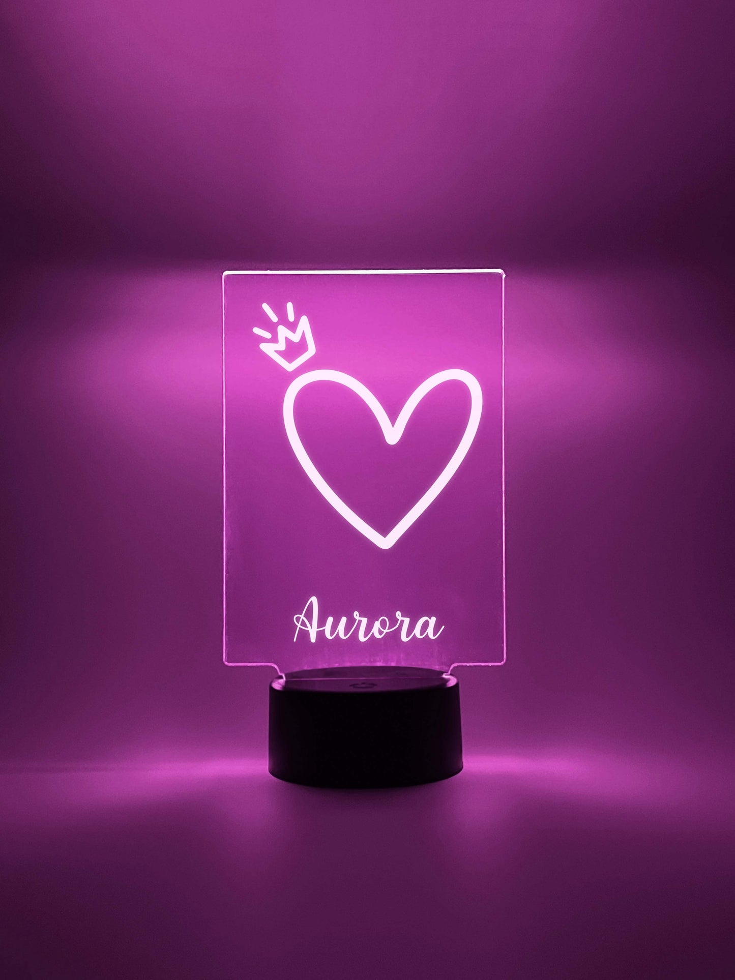 Custom Heart with Crown Design Night Light Up Table LED Lamp