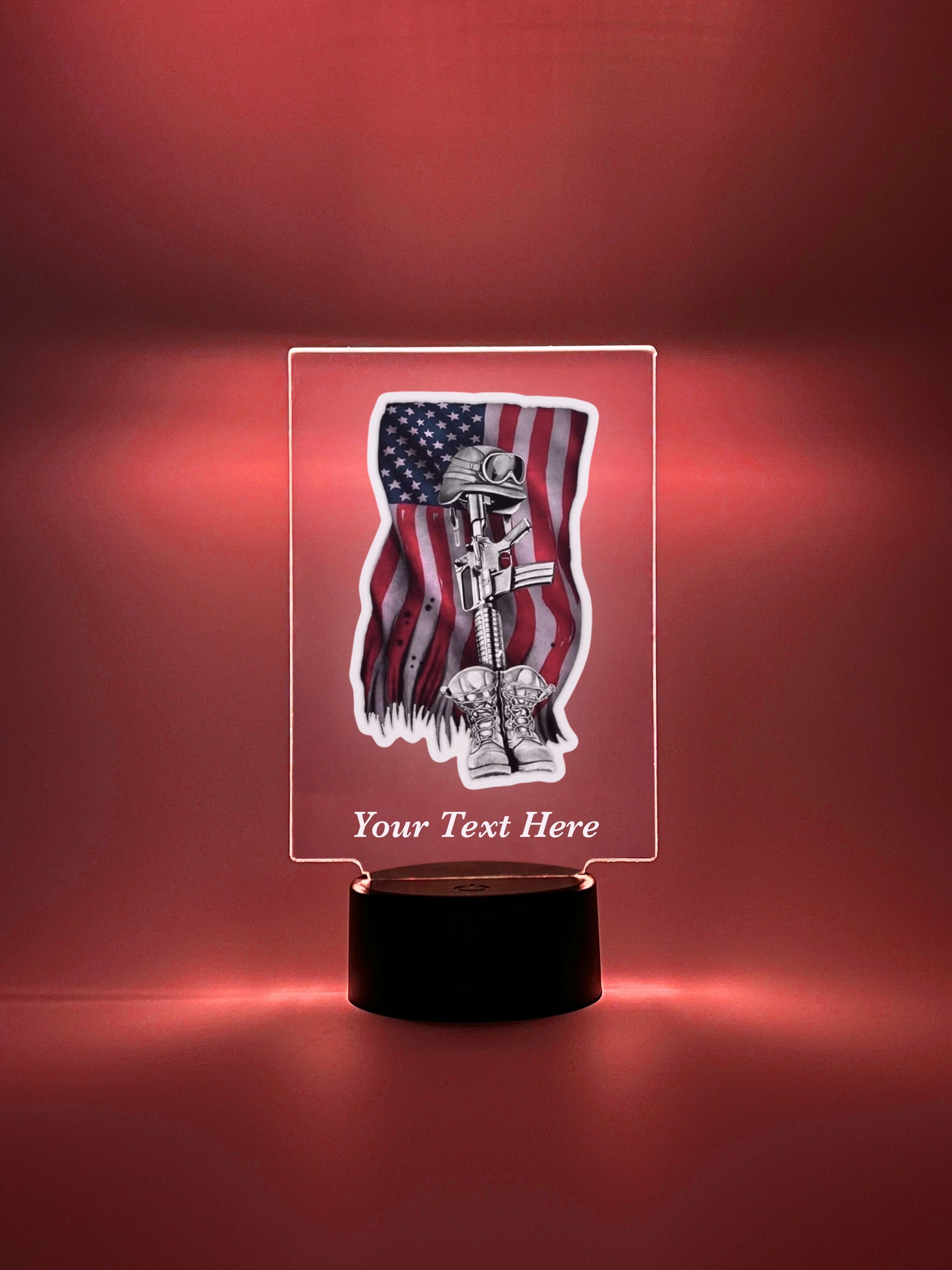 Personalized LED Light In Loving Memory Condolence Remembrance Loss, Fallen Soldier, Military, American Flag, Warrior, Heroes, Memorial Gift