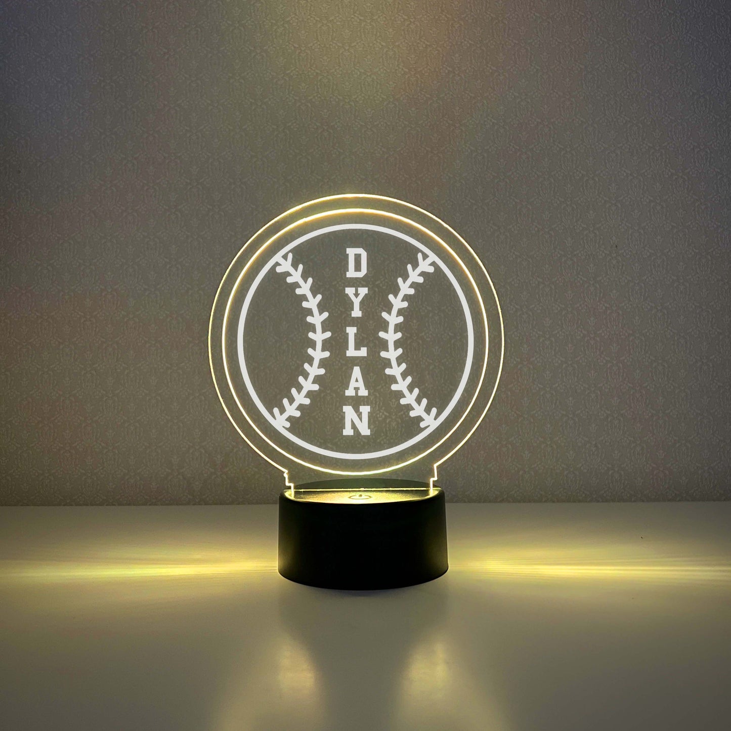 Baseball 3D Night Light, 16 Colors, Gift for Baseball Player, Personalized Gift, Desk Lamp, Sports Bedroom, Baseball LED Light