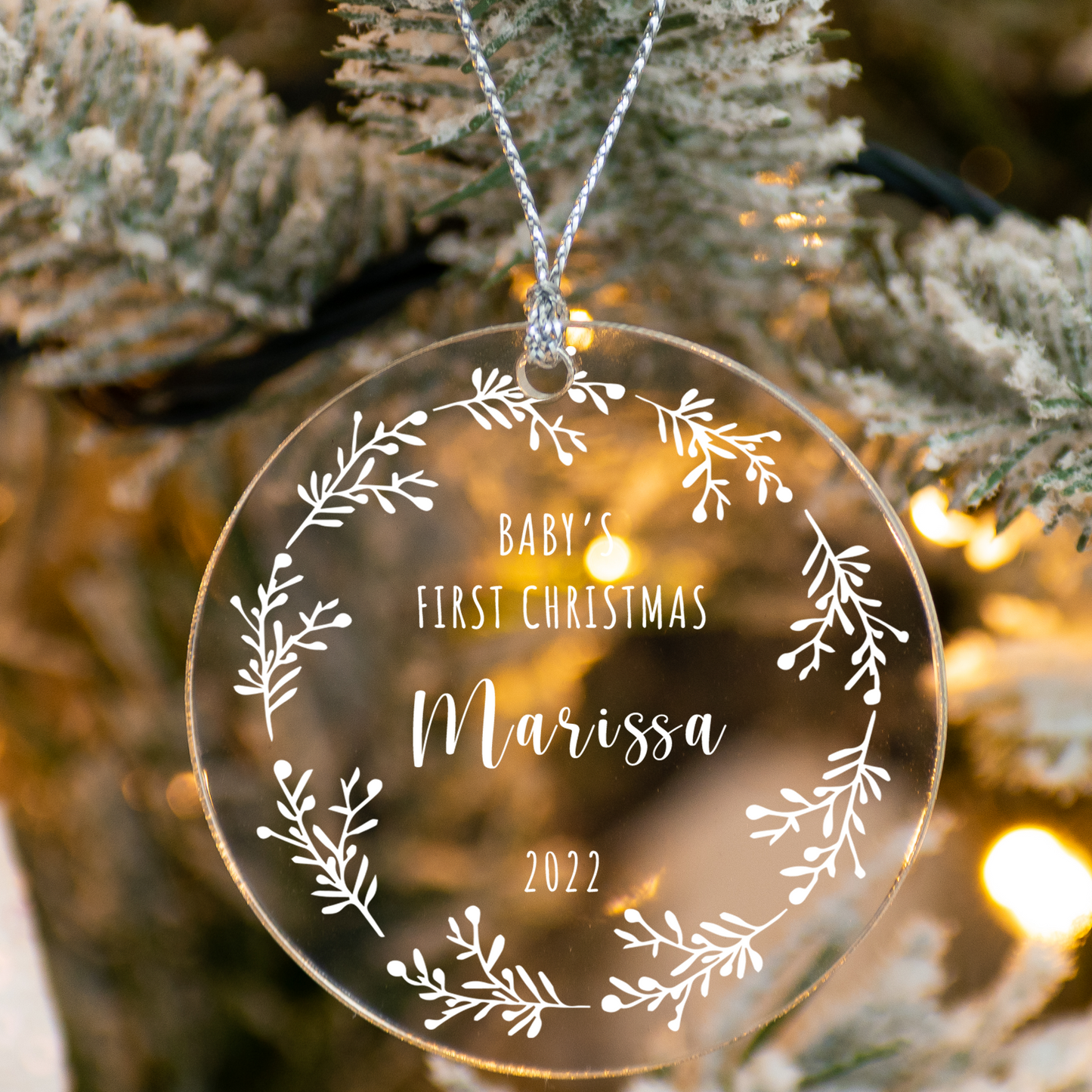Baby's First Christmas Ornament with Personalized Engraved Name