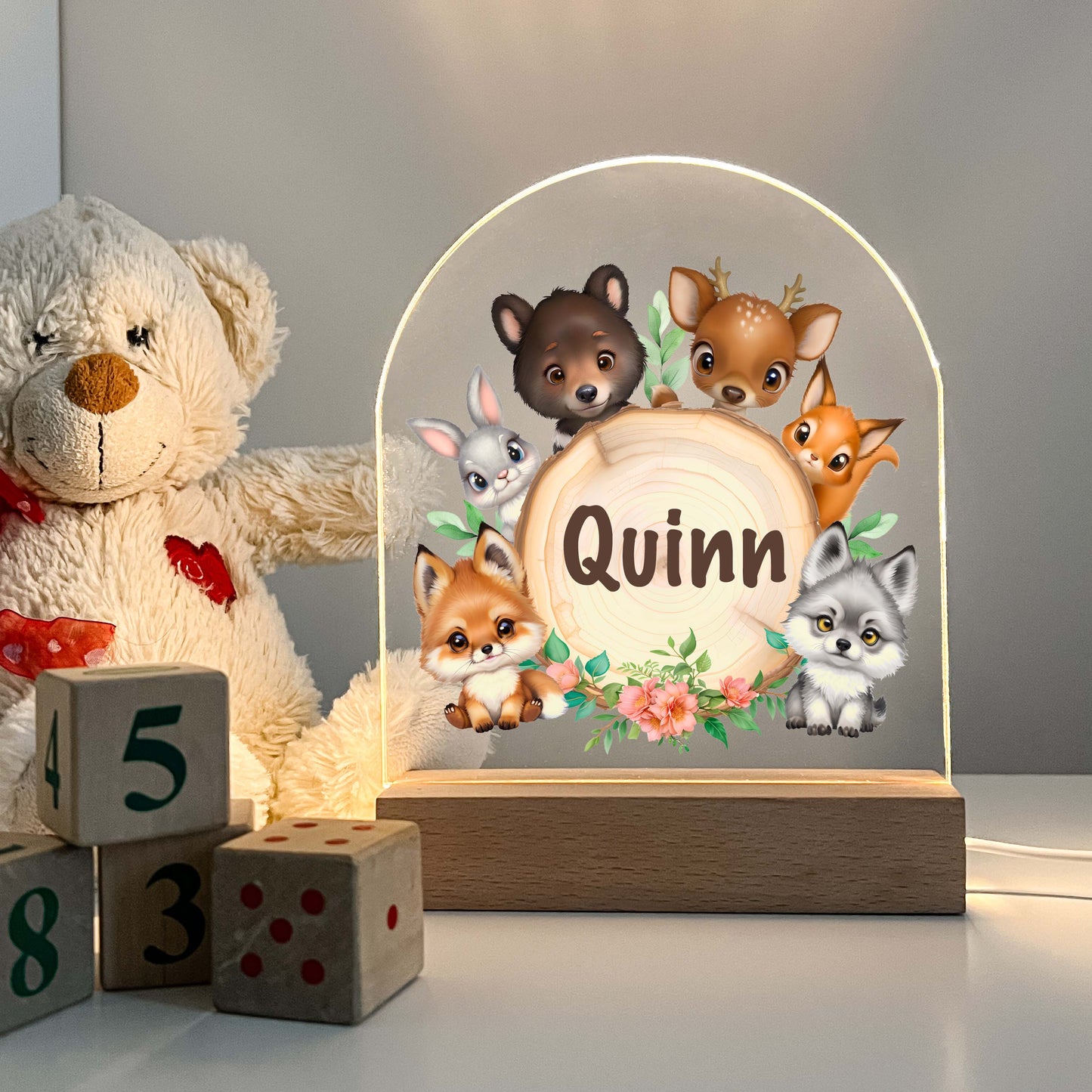 Personalized Custom Animals & Friends Night LED Lamp For Kids Room, Baby Gift, Girls Boys Night Light, Bedroom Decor, Night Light Gift