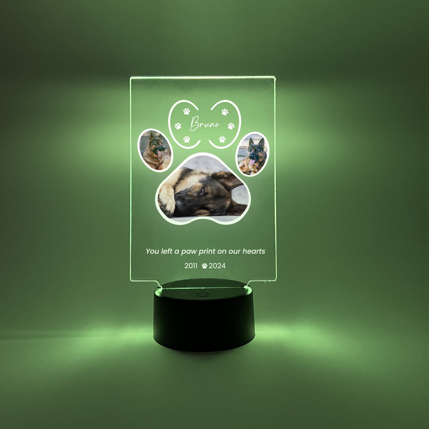 LED Light Up Pet Paw Memorial Plaque, 16 Colors, Pet Memorial Night Light, Personalized Gifts for Pet Loss, Custom Pet Photo, Custom Pet Memorial Gifts