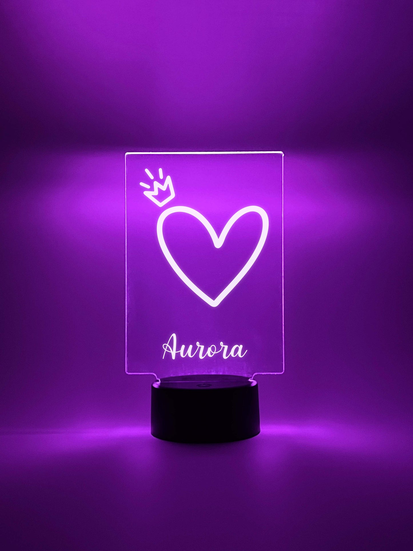 Custom Heart with Crown Design Night Light Up Table LED Lamp