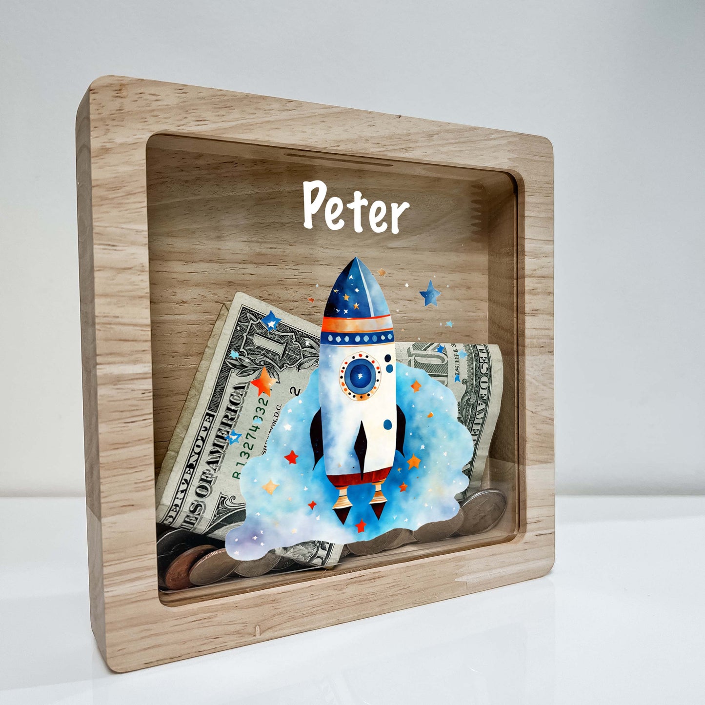 Personalized Rocket Ship Savings Banks