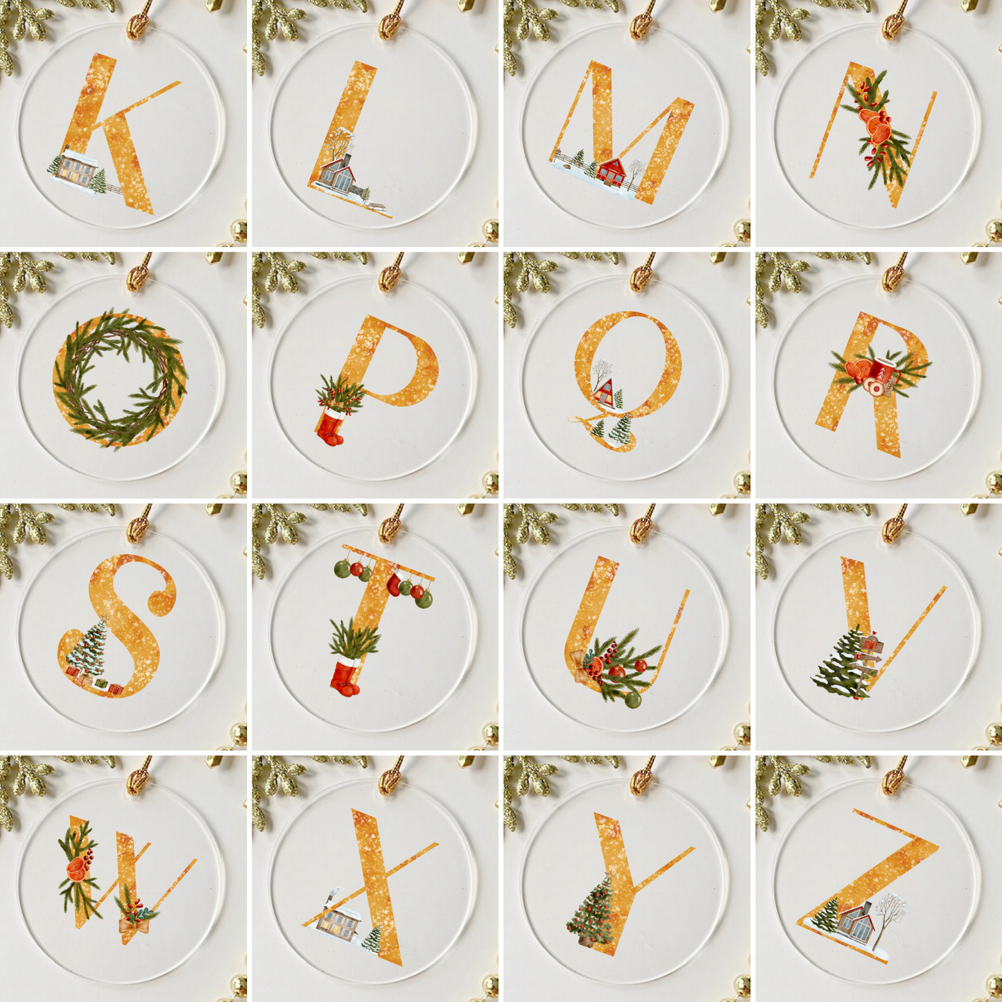 Family Christmas Letter Ornament with Personalized Engraved Name