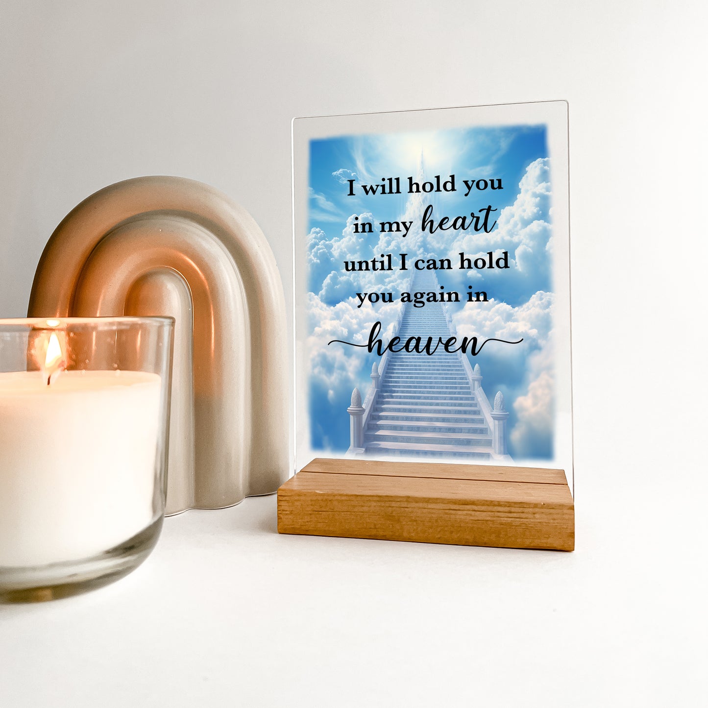 Wood Stand Room Picture Frame Table Lamp, In Loving Memory, Condolence Remembrance Loss Sympathy Memorial Gift