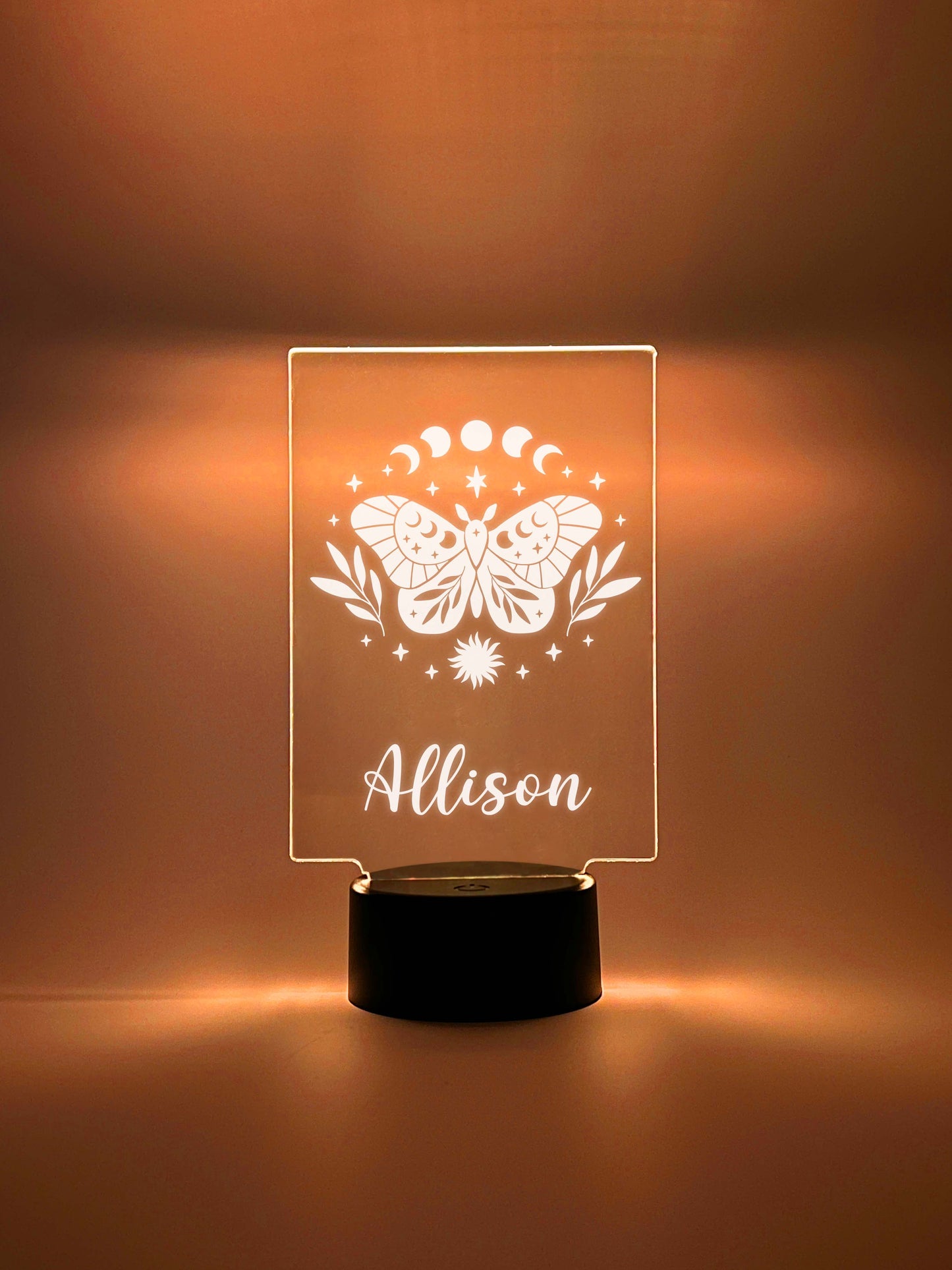Custom Moon Moth Design Night Light Up Table LED Lamp