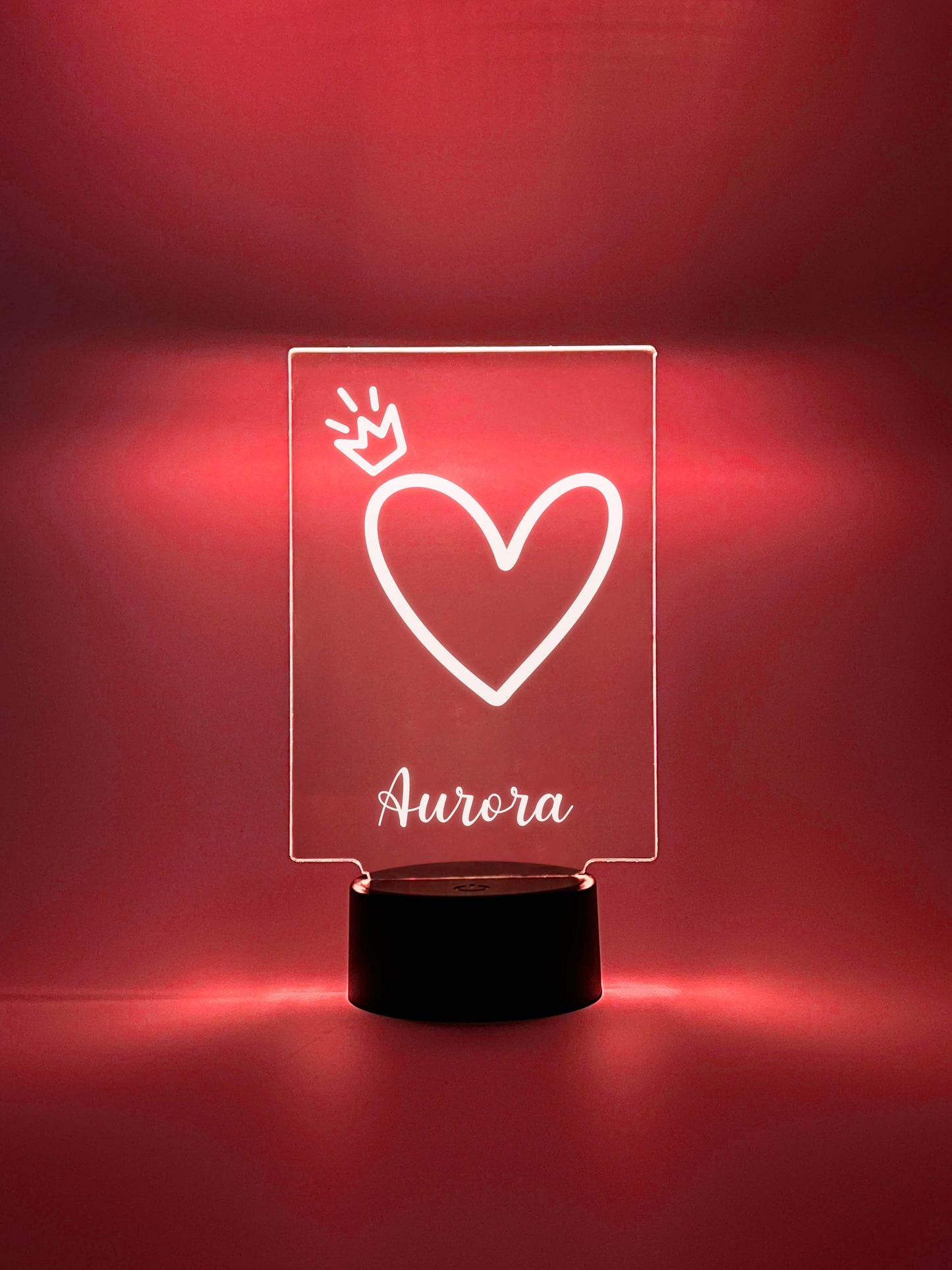 Custom Heart with Crown Design Night Light Up Table LED Lamp