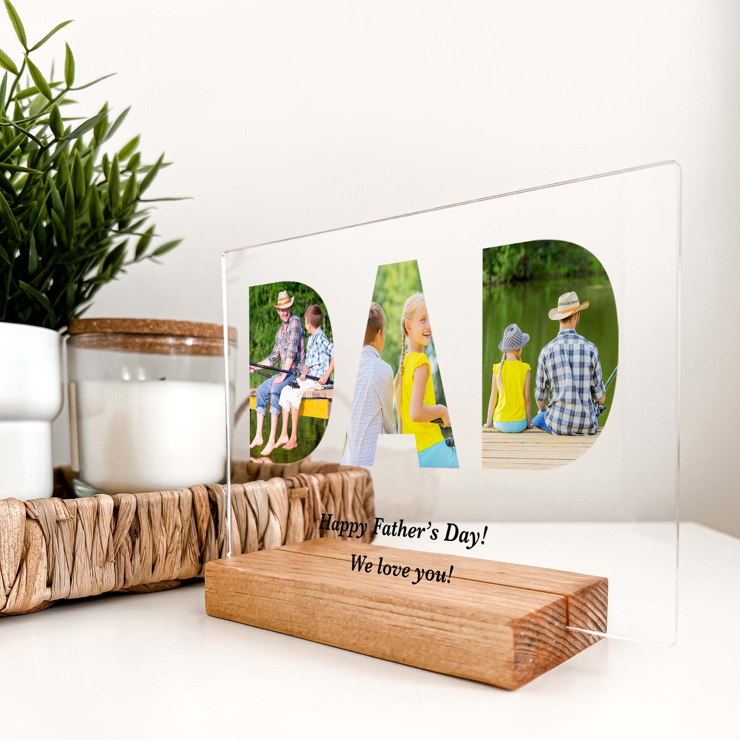 Personalized Happy Father's Day Gift with Wooden Stand, Custom Picture Frame, Father Daughter Photo Gift, Fathers Day Gift From Daughter, Gift For Dad