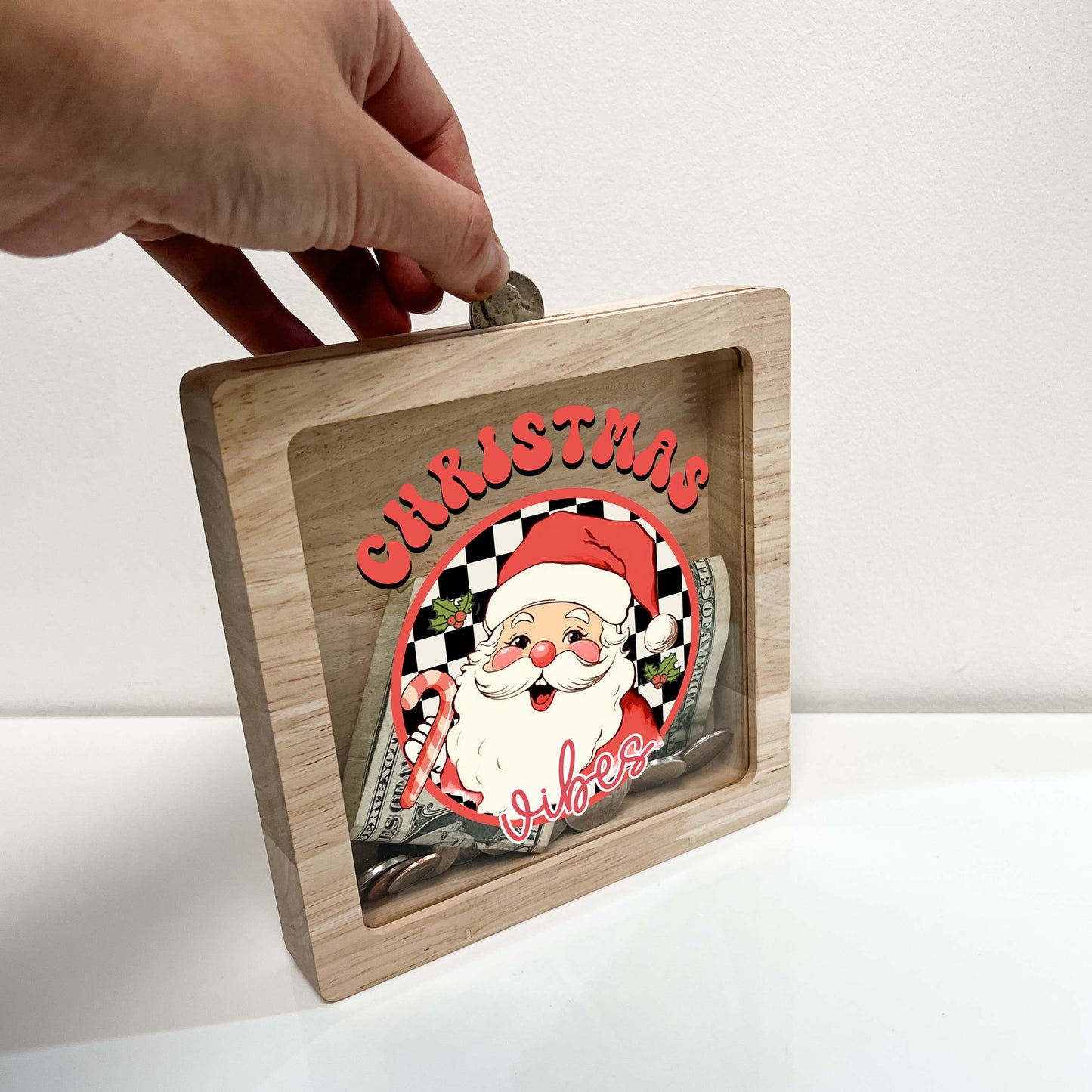 Christmas Bank, Santa Claus and Candy Cane, Festive, Family Holiday, Holiday Gifts, Saving Money, Piggy Bank