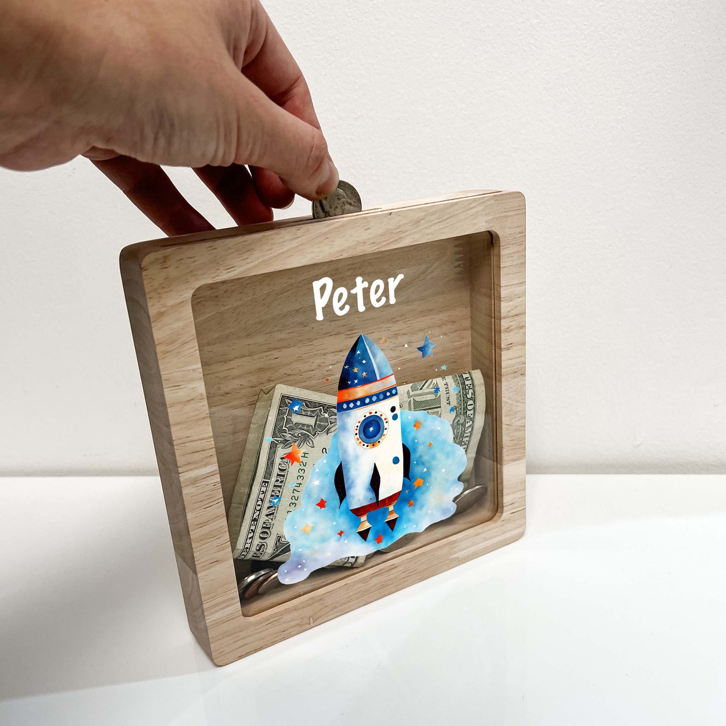 Personalized Rocket Ship Savings Banks