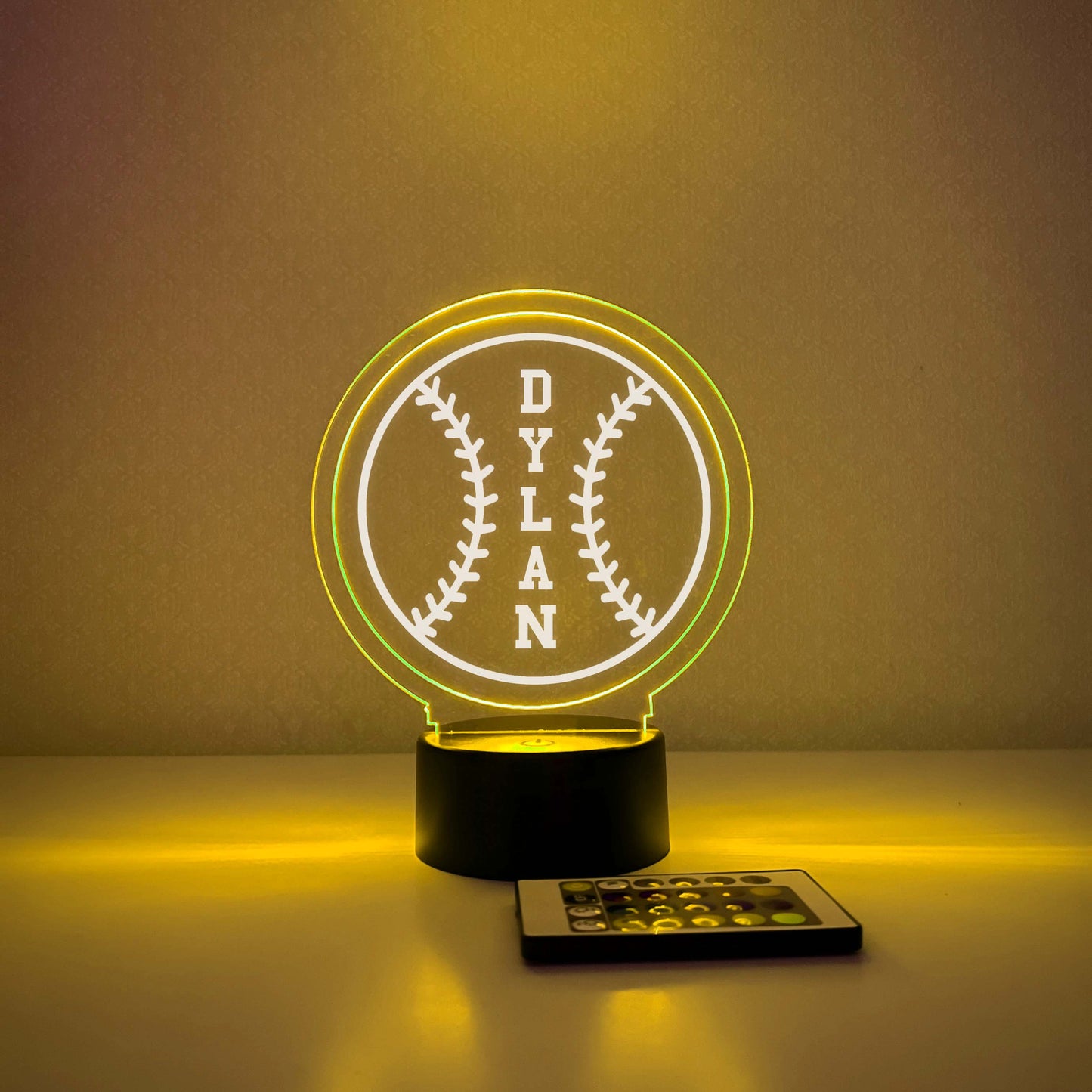 Baseball 3D Night Light, 16 Colors, Gift for Baseball Player, Personalized Gift, Desk Lamp, Sports Bedroom, Baseball LED Light