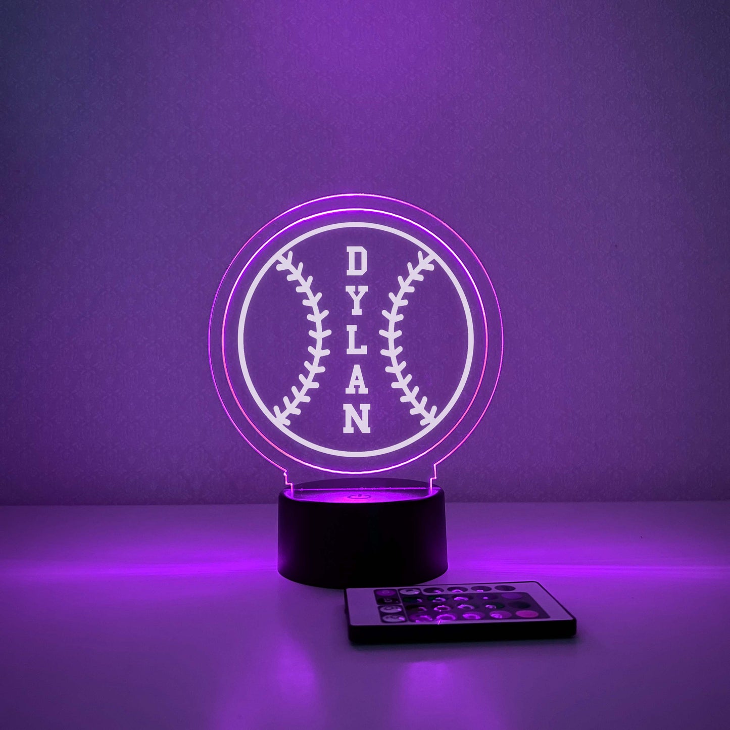 Baseball 3D Night Light, 16 Colors, Gift for Baseball Player, Personalized Gift, Desk Lamp, Sports Bedroom, Baseball LED Light