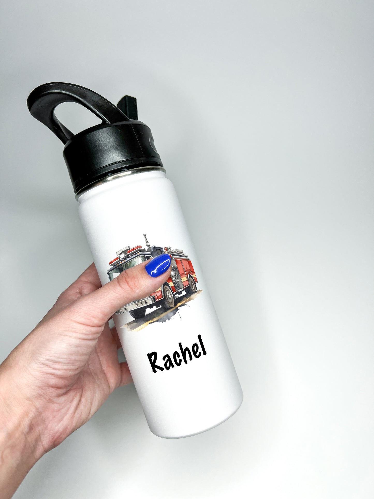 Fire Engine Firefighter Sports Water Bottle 18/32 oz Stainless Steel Insulated Flasks Personalized, Custom Water Bottle, Keeps Cold 24 Hours