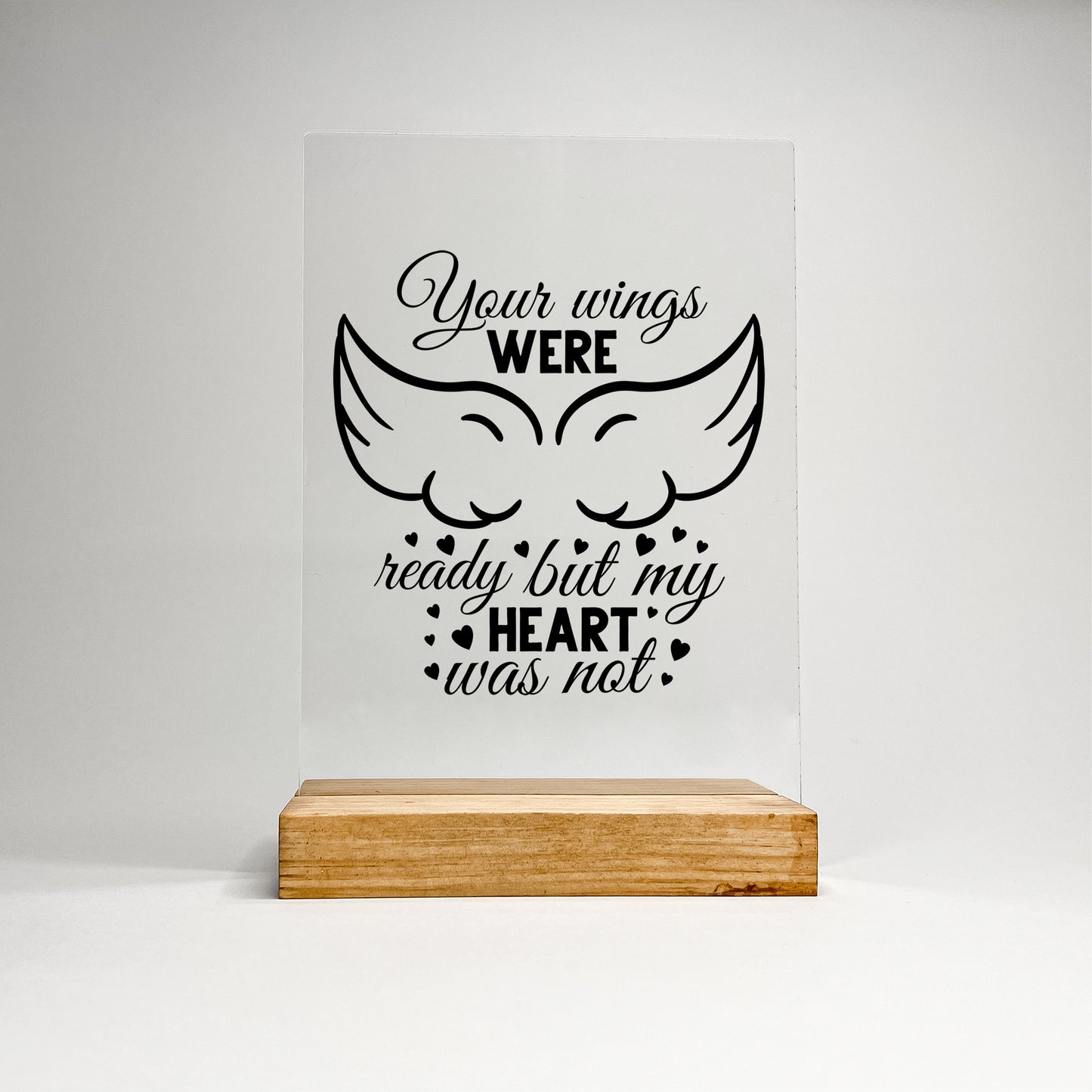 In memory Wood Stand Plaque In Loving Memory RIP Forever Present in Our Hearts Condolence Remembrance Loss Sympathy Memorial Gift, Wings/ Angel
