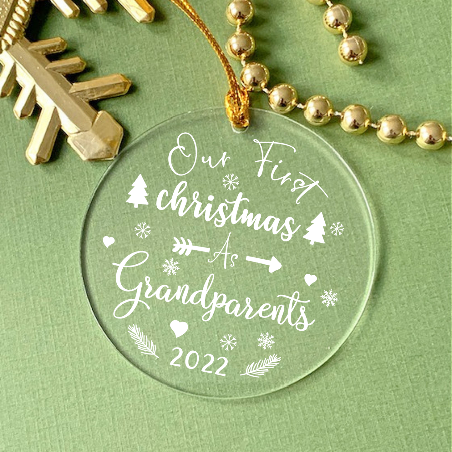 Personalized Ornament Our first Christmas as Grandparents Xmas Keepsake Custom 3.5" Acrylic Family Holiday Christmas Tree Decoration Gift