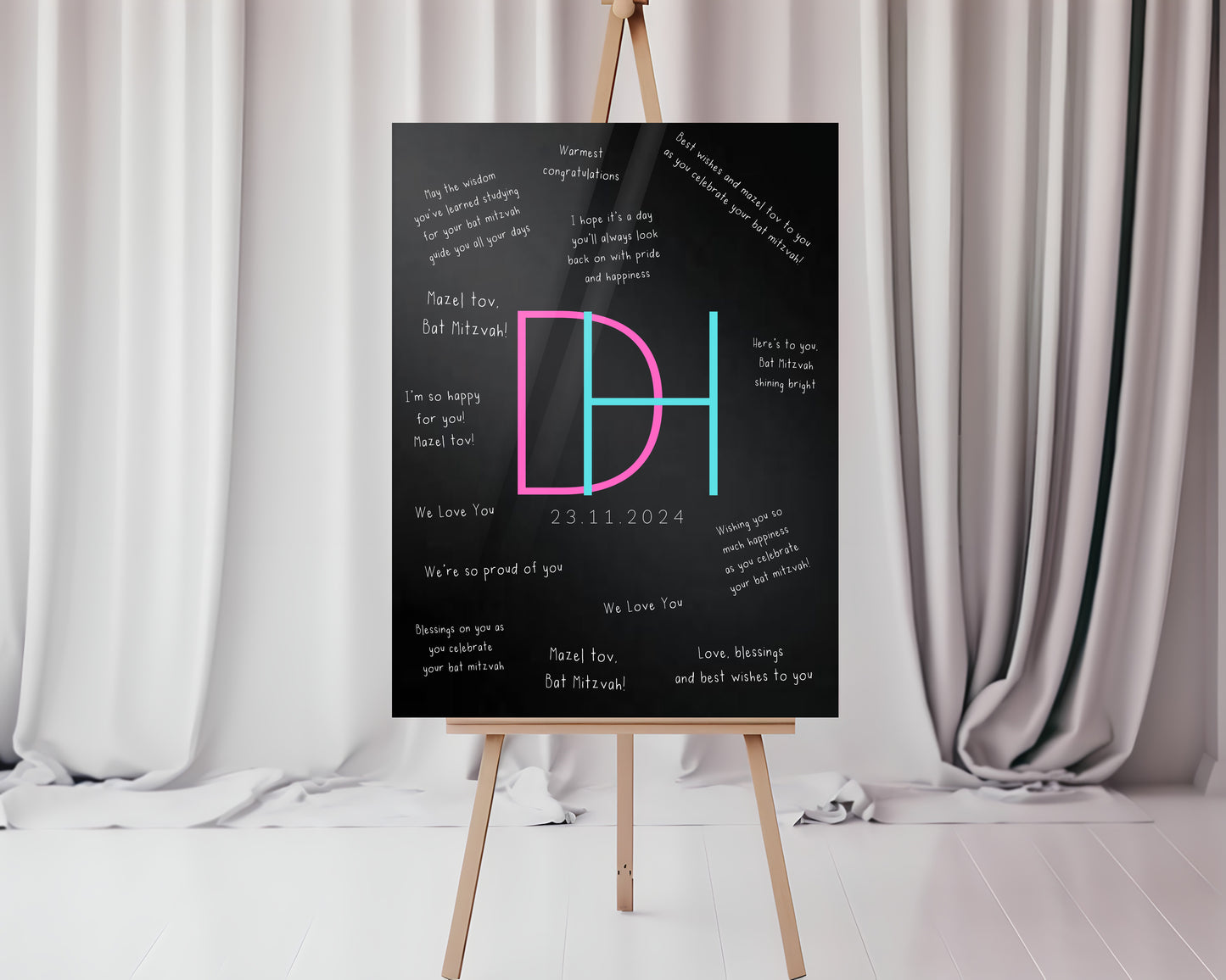 Acrylic Party Sign In Boards With Logo or Photo Personalized Made To Order, Made in America, Bar Bat Mitzvah, Wedding, Sweet 16, Quinceanera
