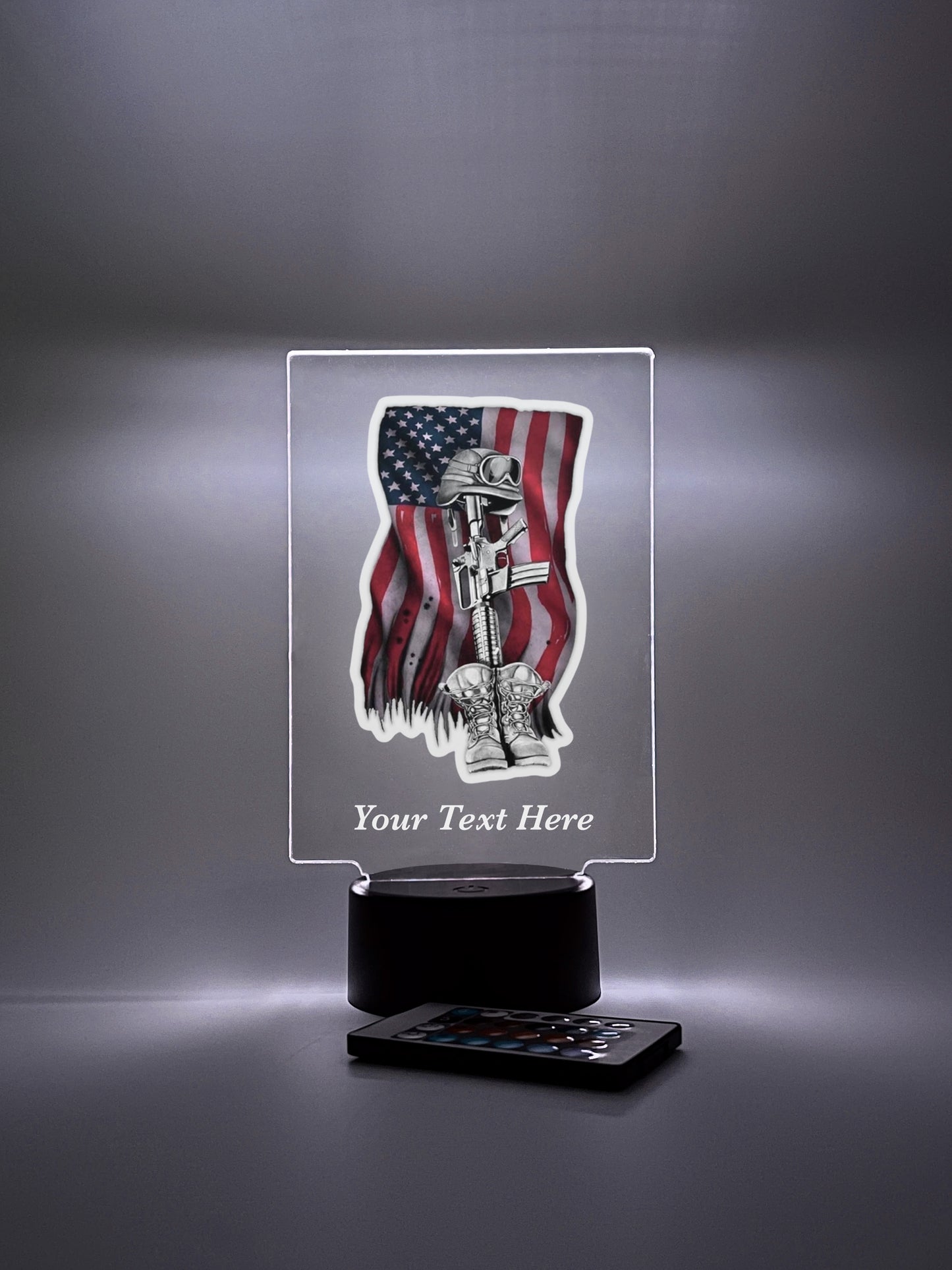 Personalized LED Light In Loving Memory Condolence Remembrance Loss, Fallen Soldier, Military, American Flag, Warrior, Heroes, Memorial Gift