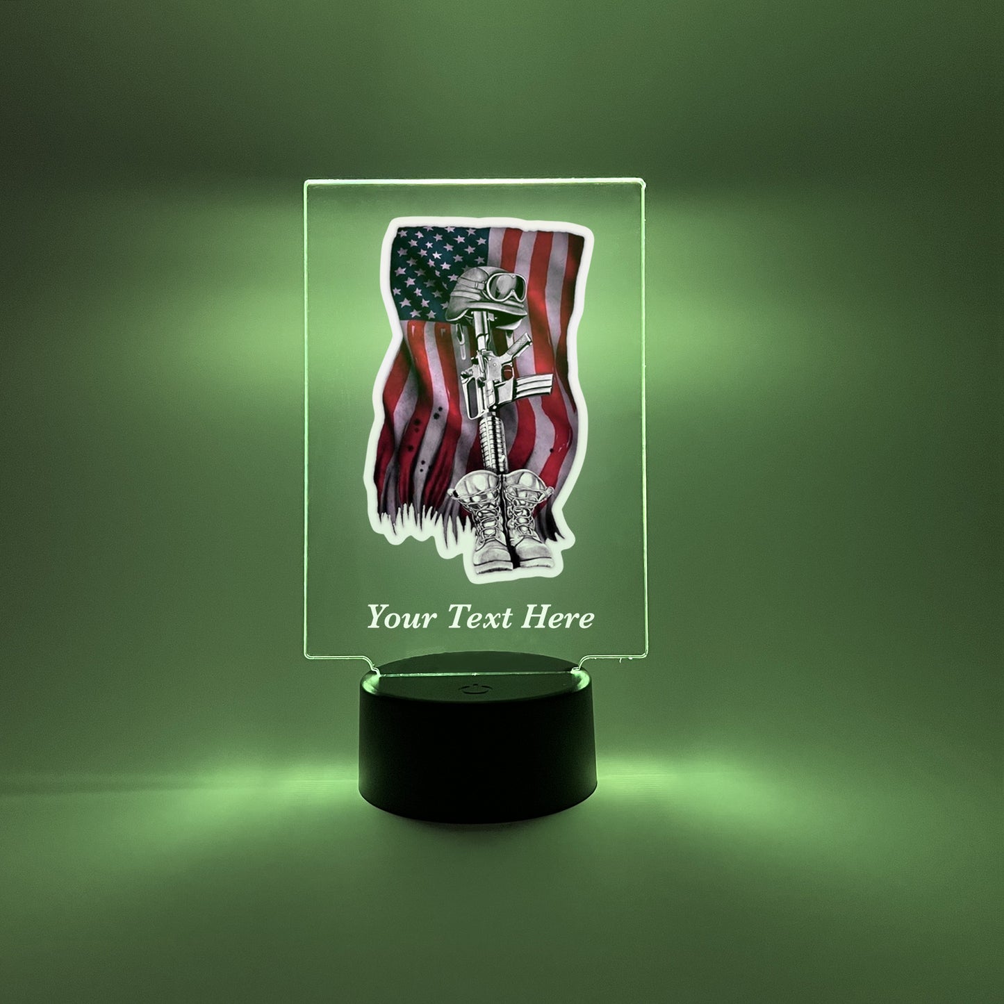Personalized LED Light In Loving Memory Condolence Remembrance Loss, Fallen Soldier, Military, American Flag, Warrior, Heroes, Memorial Gift