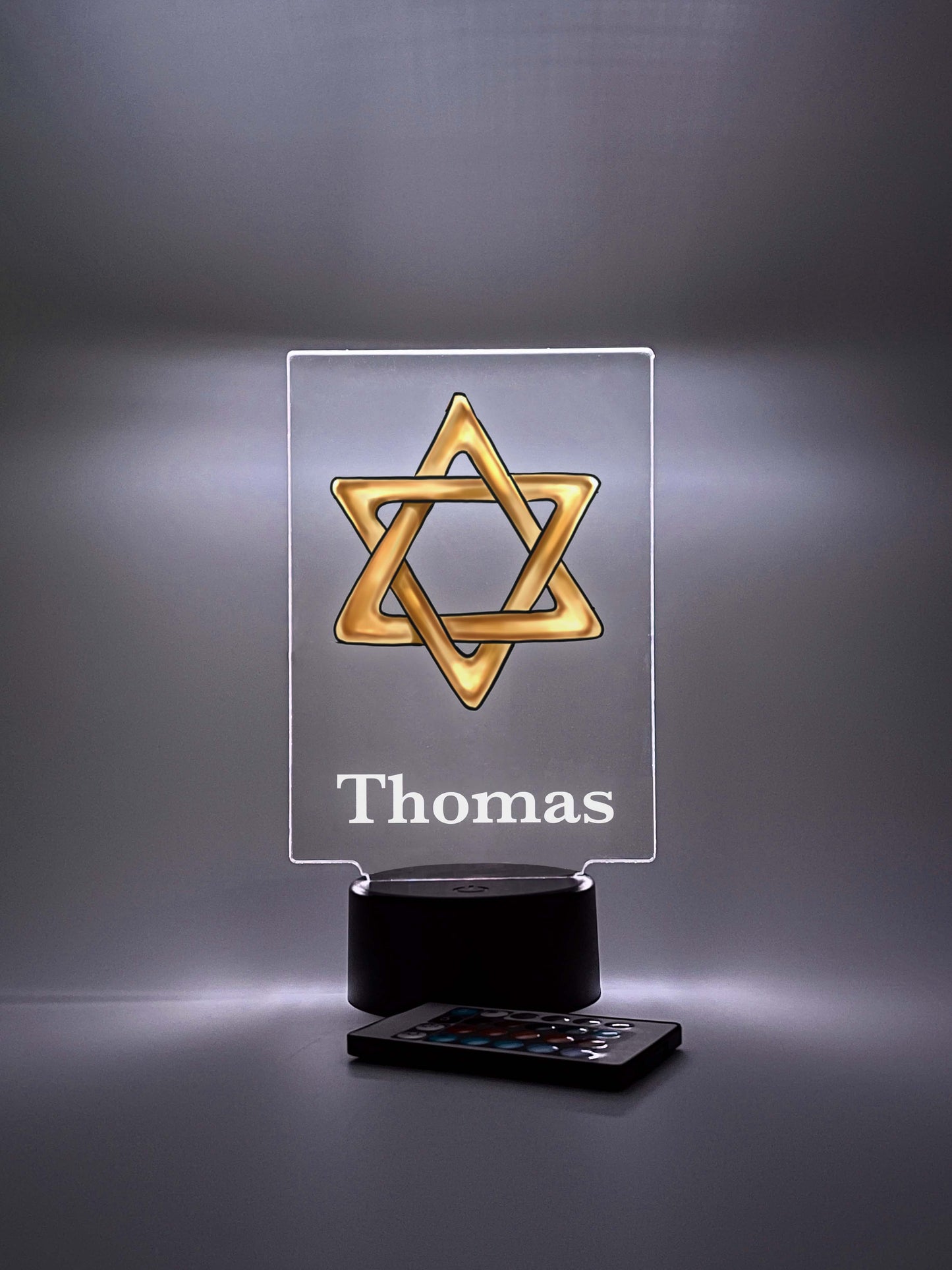 Custom Star of David Jewish Design Night Light Up Table LED Lamp