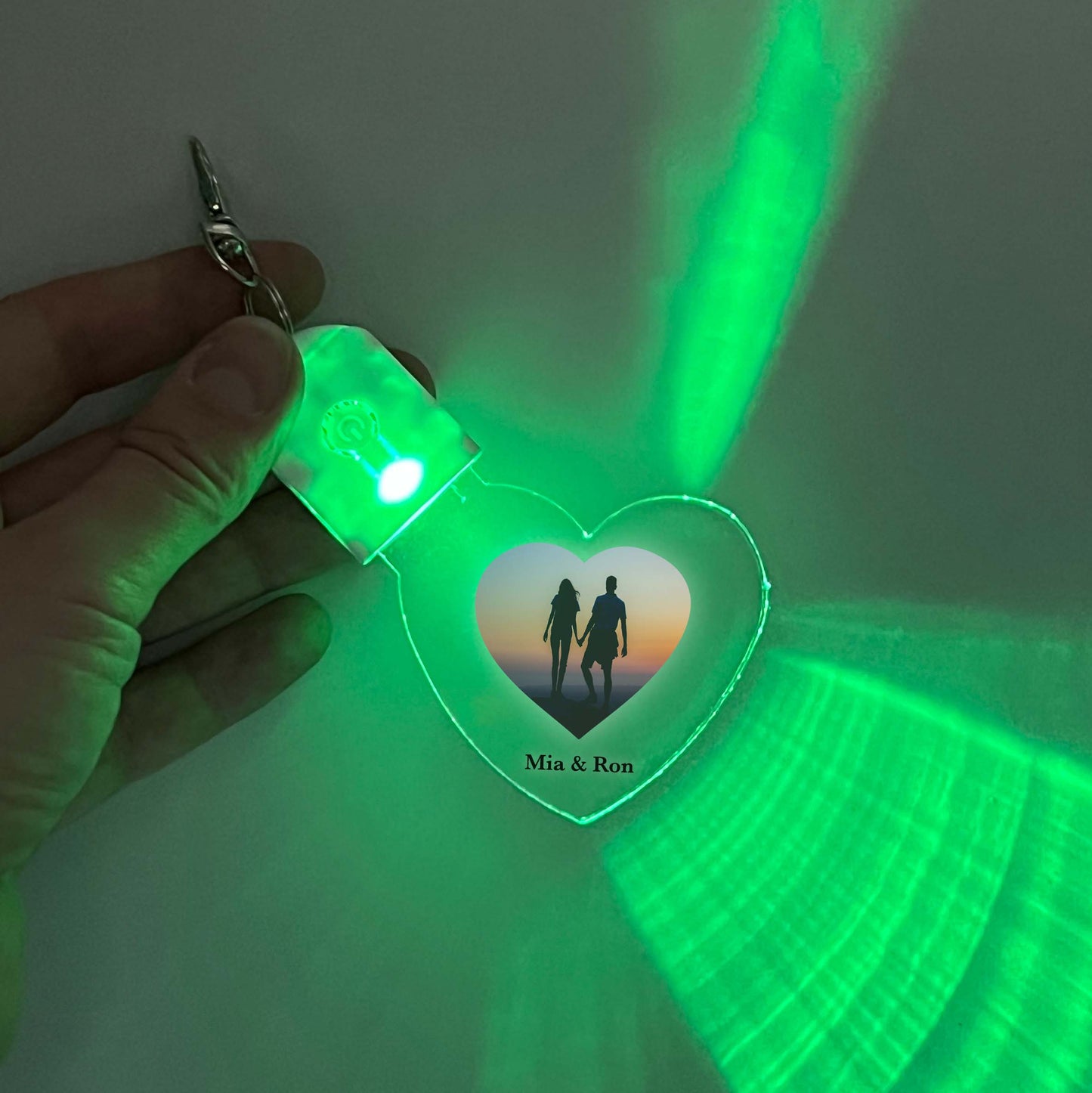LED Light Up Keychains Personalized With Your Photo & Text Custom Made 7 Color Options Rechargeable Couples Family Key Chain Gift, It’s WOW!