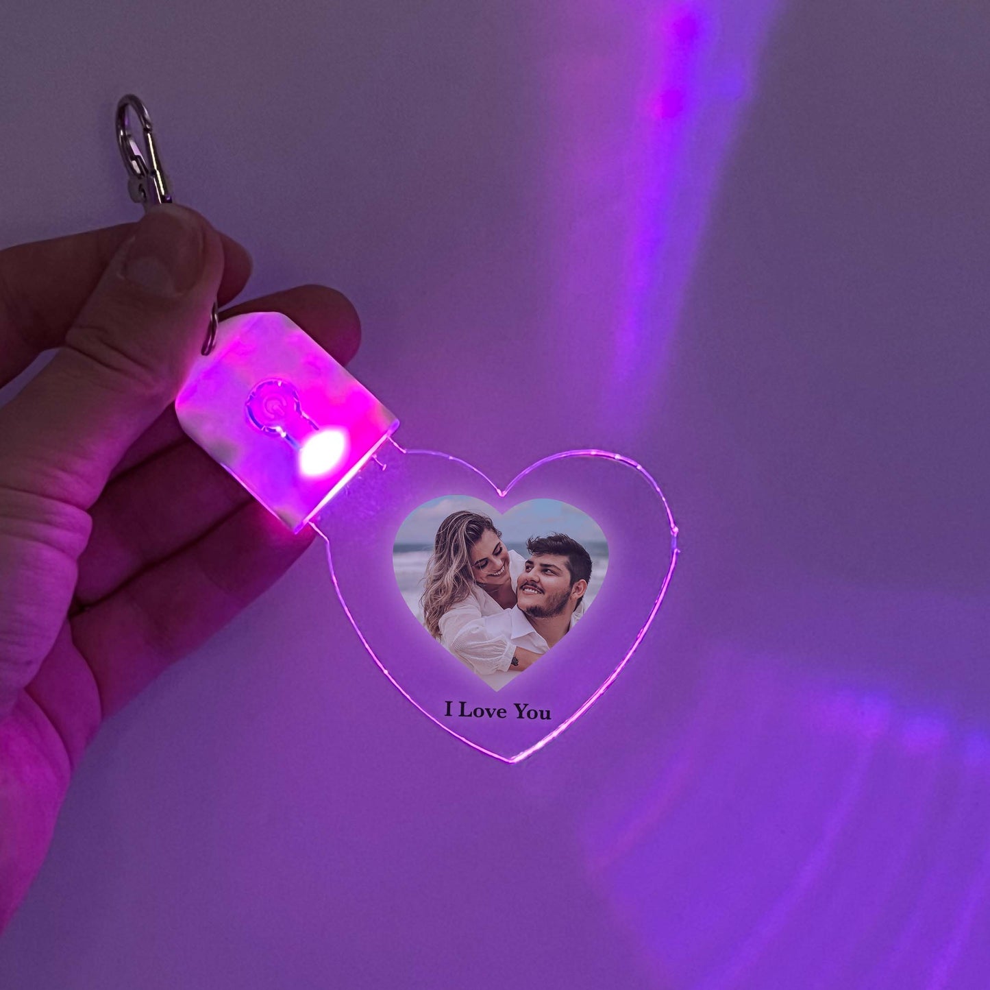 LED Light Up Keychains Personalized With Your Photo & Text Custom Made 7 Color Options Rechargeable Couples Family Key Chain Gift, It’s WOW!
