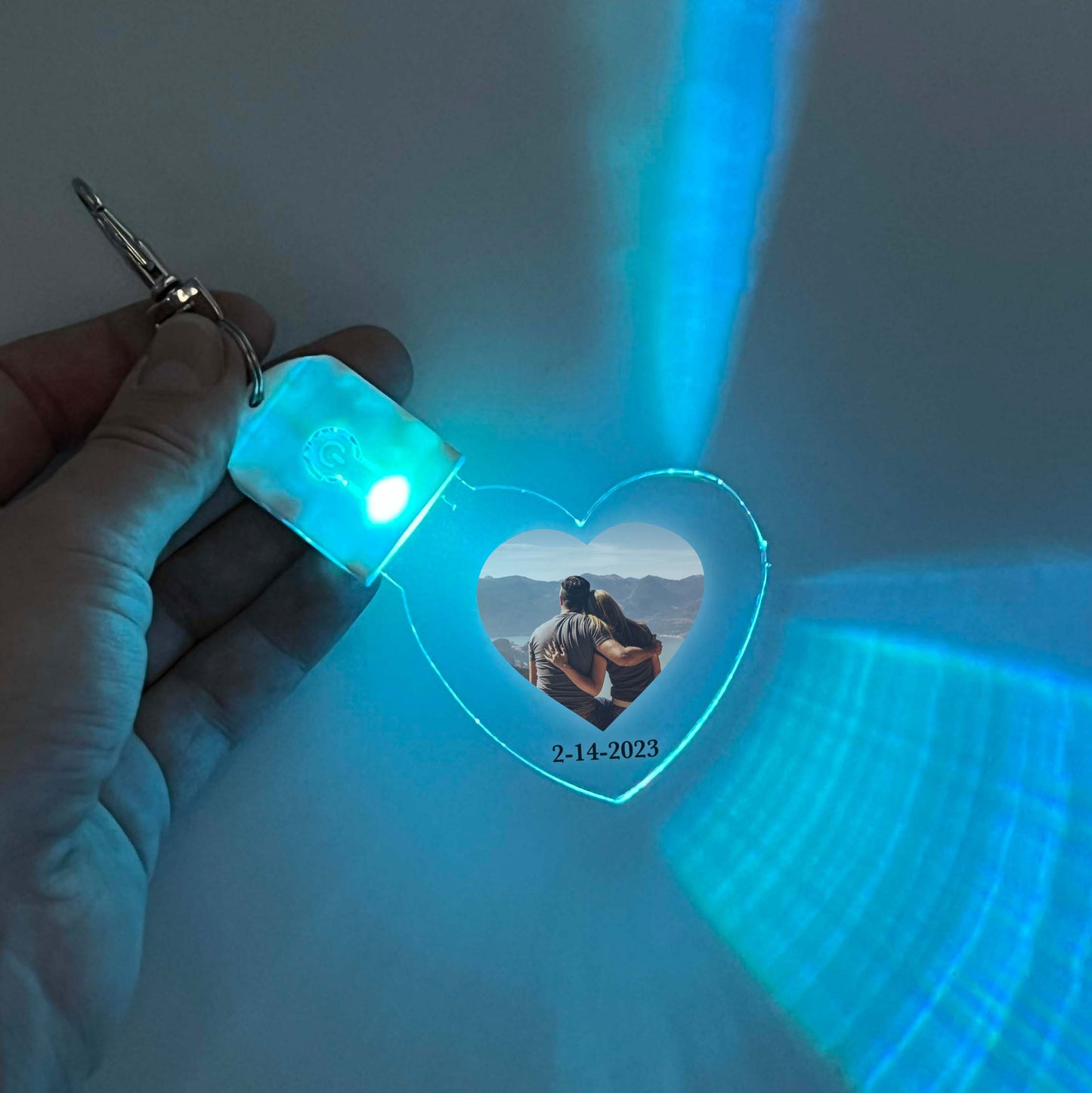 LED Light Up Keychains Personalized With Your Photo & Text Custom Made 7 Color Options Rechargeable Couples Family Key Chain Gift, It’s WOW!