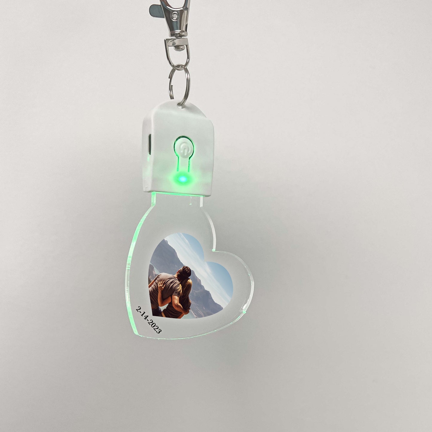 LED Light Up Keychains Personalized With Your Photo & Text Custom Made 7 Color Options Rechargeable Couples Family Key Chain Gift, It’s WOW!