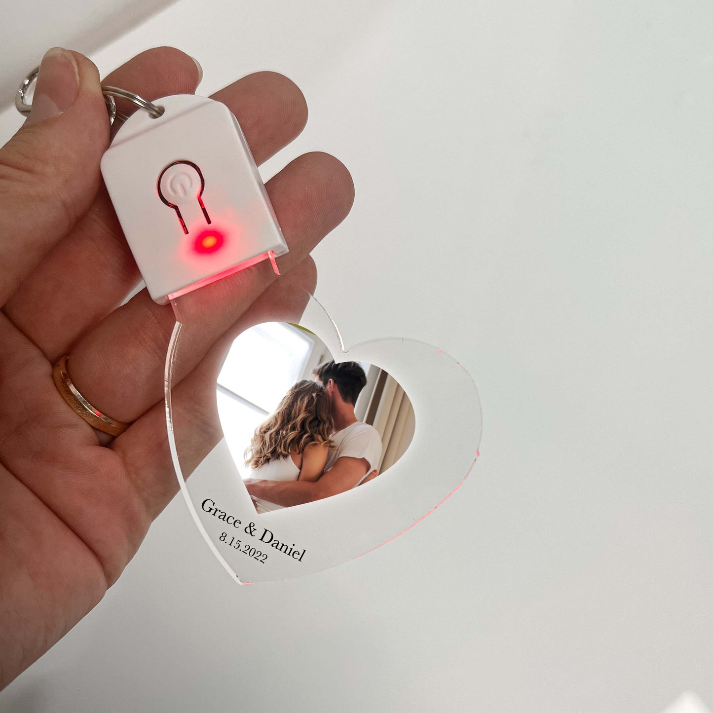LED Light Up Keychains Personalized With Your Photo & Text Custom Made 7 Color Options Rechargeable Couples Family Key Chain Gift, It’s WOW!