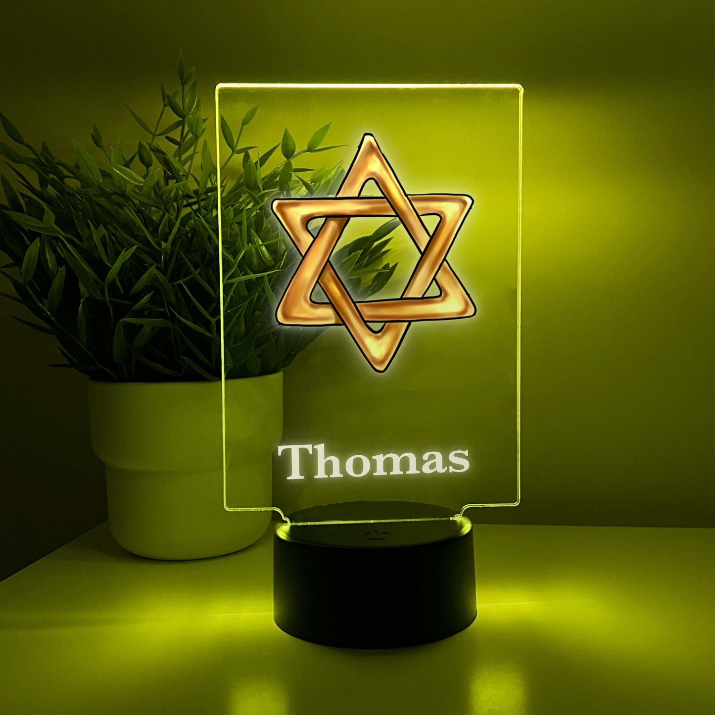 Custom Star of David Jewish Design Night Light Up Table LED Lamp