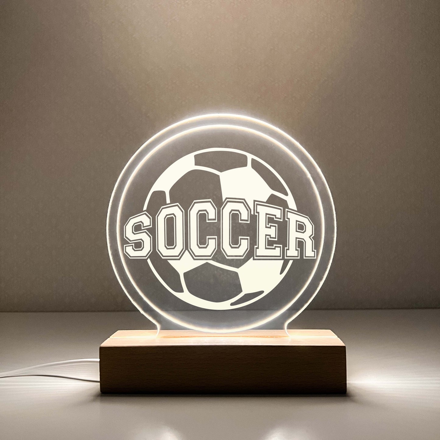 Soccer 3D Night Light. Gift for Soccer Player, Desk Lamp, Sports Bedroom, Soccer LED Light