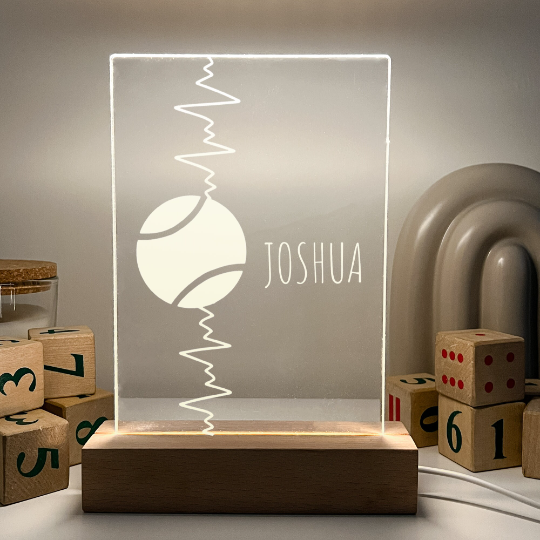 Sports Wood Night Light Up Stand Table Desk Lamp LED Personalized Free Engraving