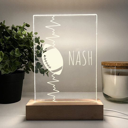 Sports Wood Night Light Up Stand Table Desk Lamp LED Personalized Free Engraving