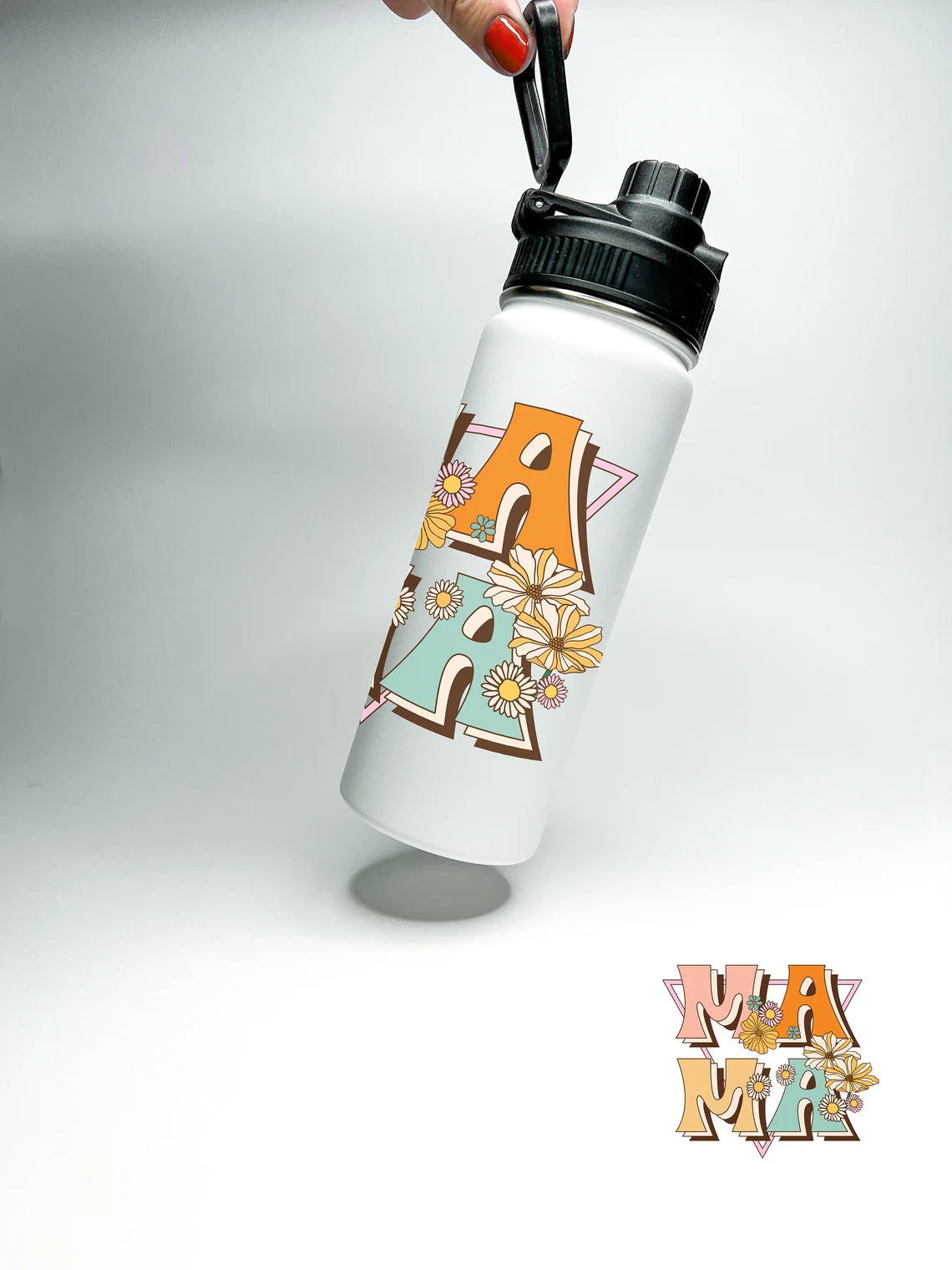 Mama Floral Design Water Bottle 18/32 oz Stainless Steel Insulated Flasks