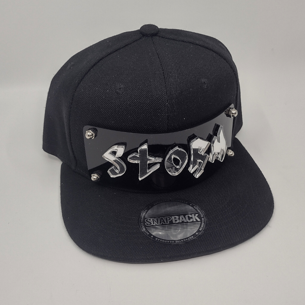 Black Custom Snapback Hat, Laser Cut, Made to Order, Exclusive Creation
