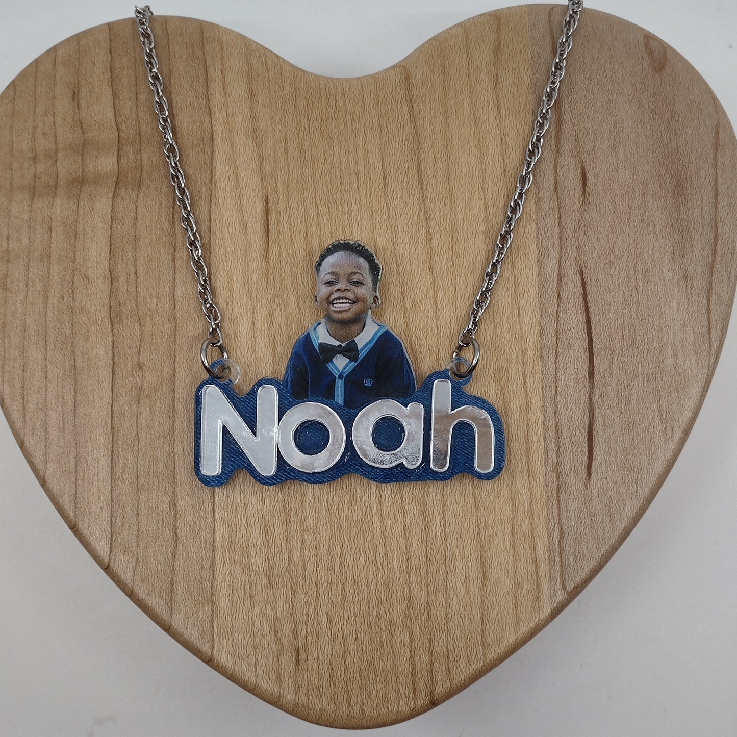 Custom Picture Photo Printed on Premium Clear Acrylic Necklace Pendant Personalized Free Laser Cut Name With Quality Choice Chain