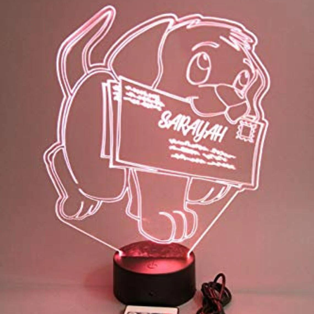 Cute Puppy Dog with Mail LED Tabletop Night Light Up Lamp, 16 Color options with Remote