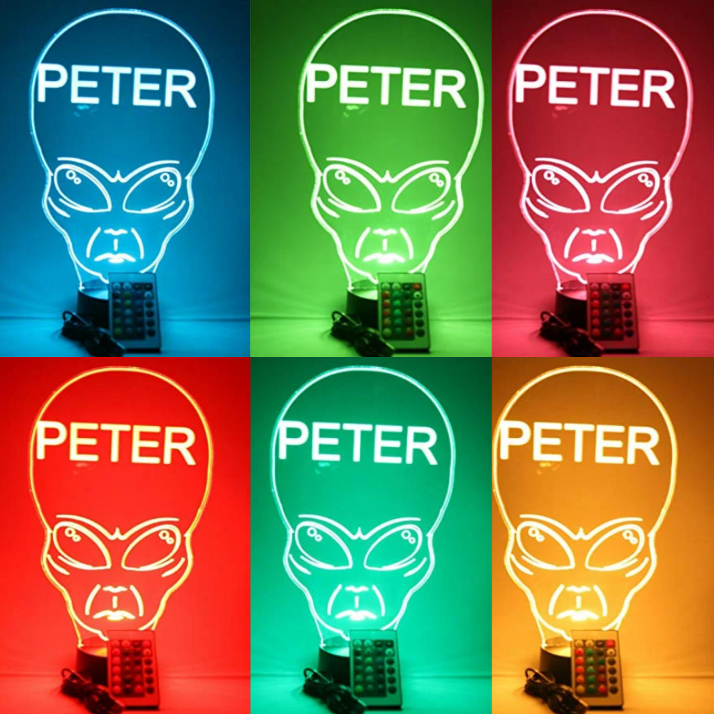 Unearthly Alien LED Tabletop Night Light Up Lamp, 16 Color options with Remote