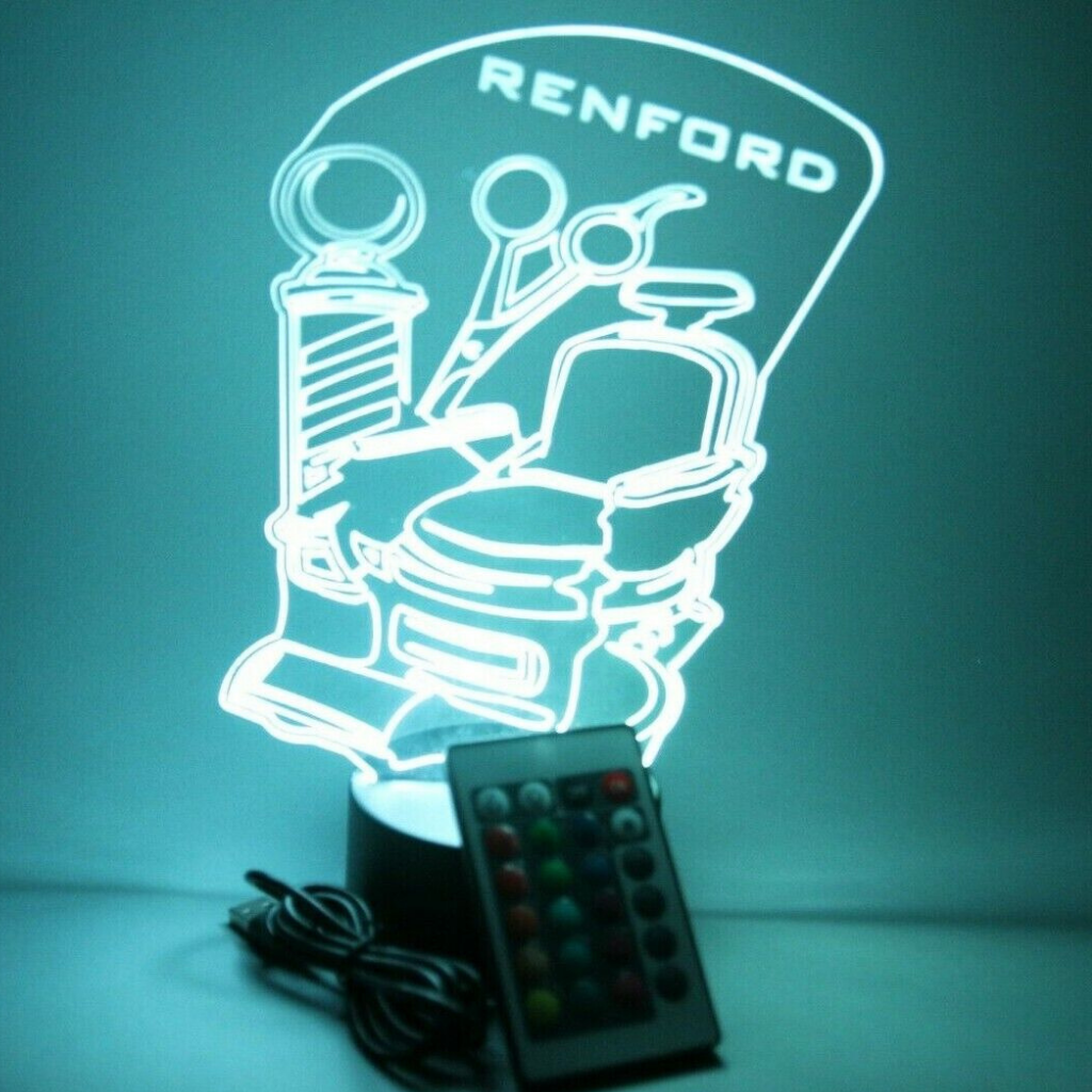 Barber Shop Chair LED Tabletop Night Light Up Lamp, 16 Color options with Remote