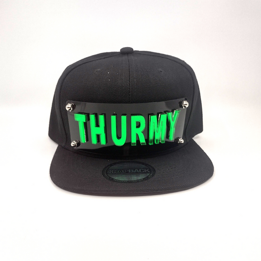 Black Custom Snapback Hat, Laser Cut, Made to Order, Exclusive Creation