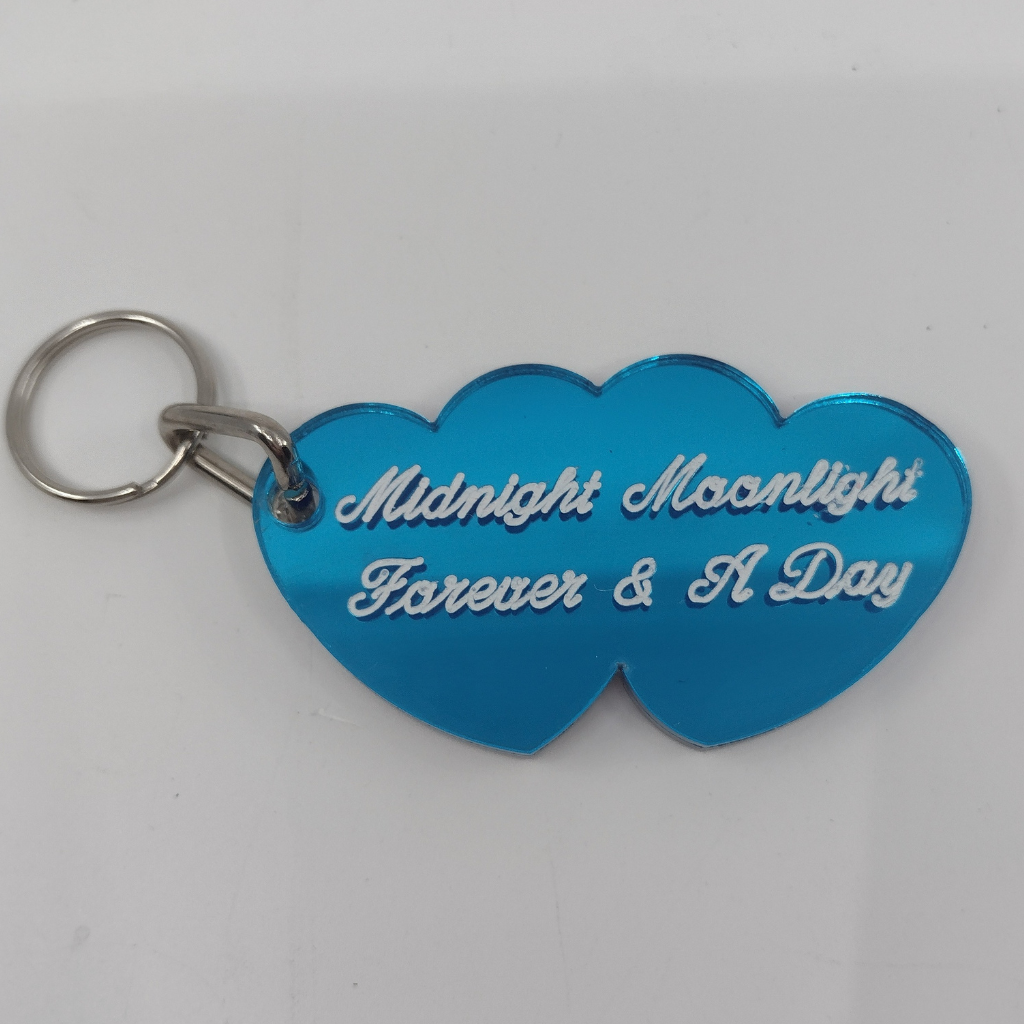 Custom Double Heart Keychain, Personalized Name or Saying and Background Color