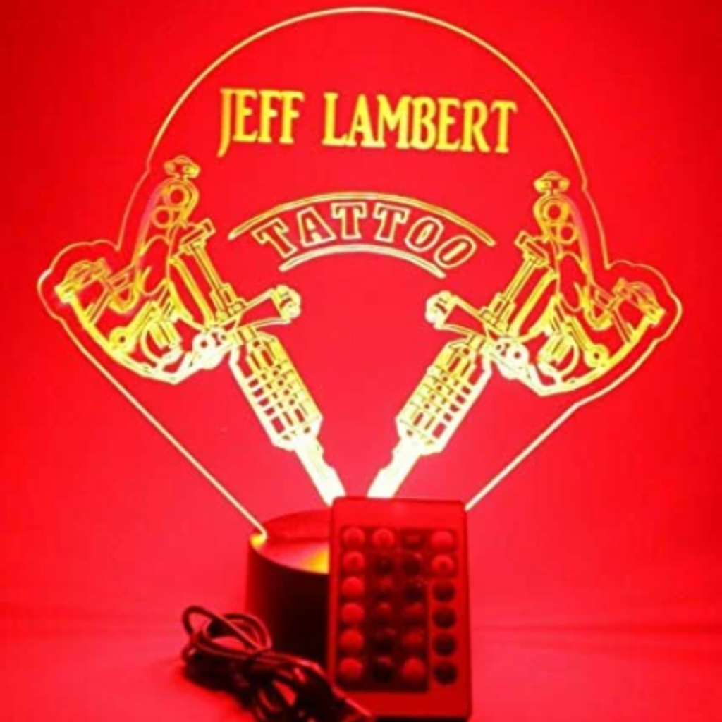 Tattoo Artist Ink Studio LED Tabletop Nightlight Up Lamp, 16 Color Changing Options with Remote