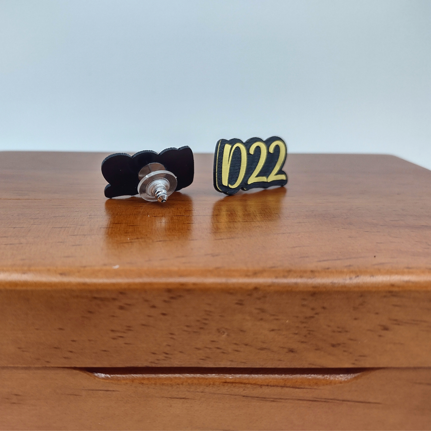 Custom Black and Gold Stud Earrings, Personalized Name