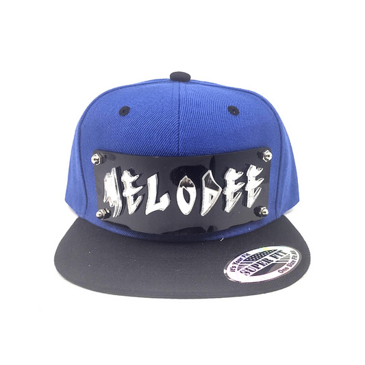 Blue and Black Custom Snapback Hat, Laser Cut, Made to Order, Exclusive Creation