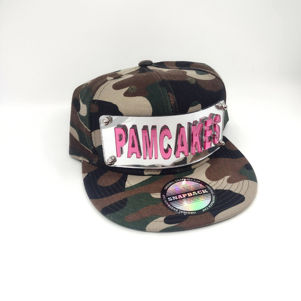 Camo Custom Snapback Hat, Laser Cut Letters, Made to Order, Exclusive Creation
